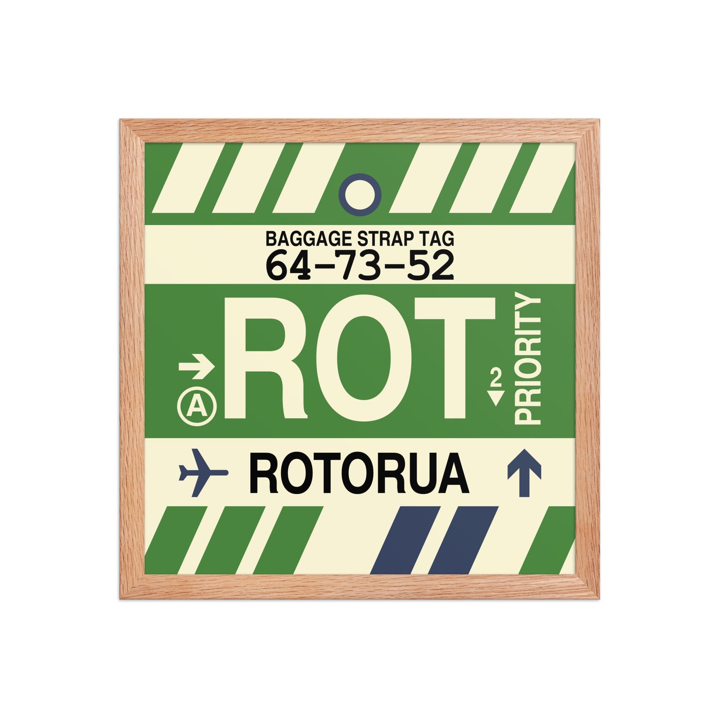 ROT Rotorua Framed Print • Jet Age Baggage Tag Design • YHM Designs - Image 08