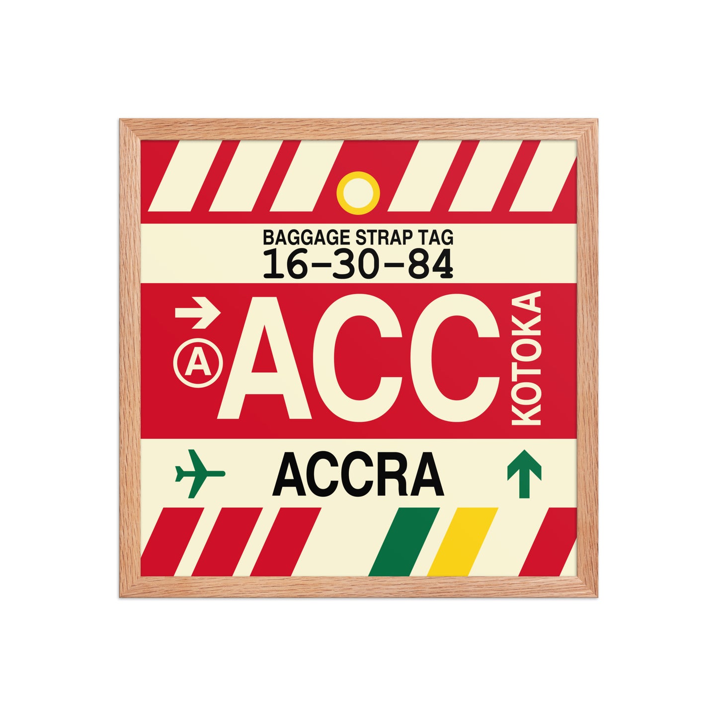 ACC Accra Framed Print • Jet Age Baggage Tag Design • YHM Designs - Image 09