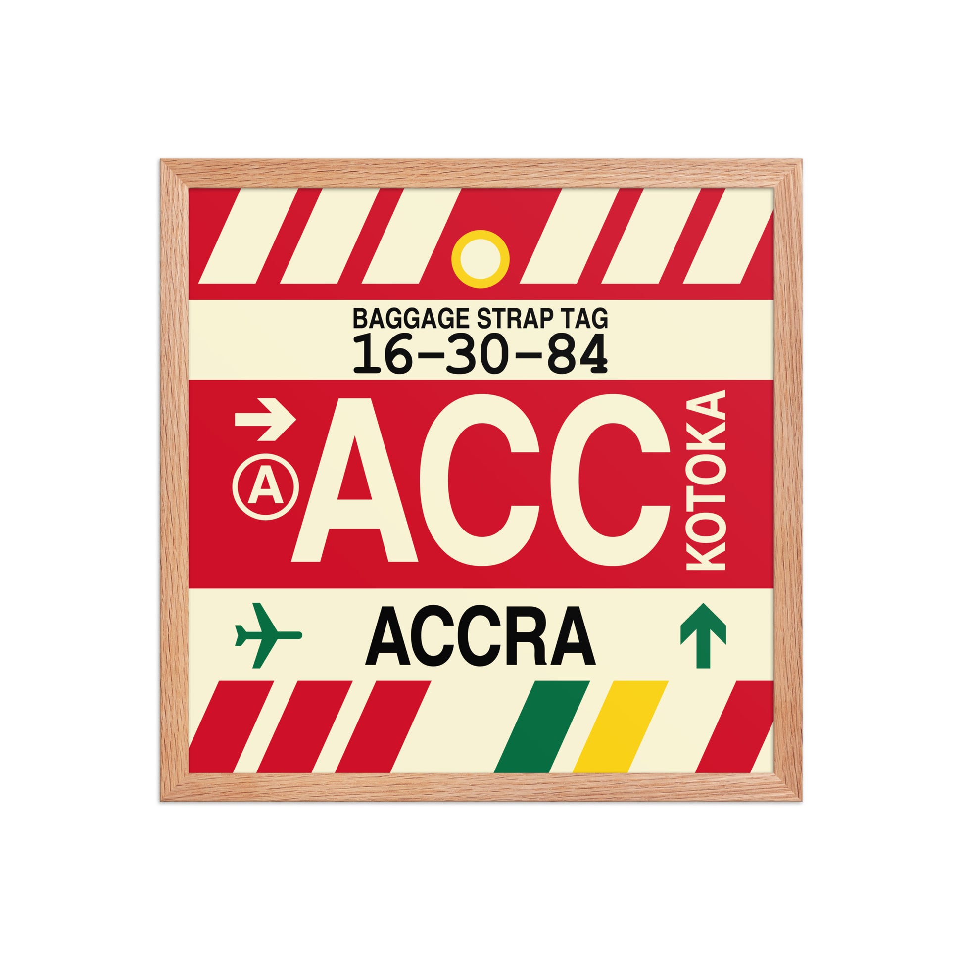 ACC Accra Framed Print • Jet Age Baggage Tag Design • YHM Designs - Image 09
