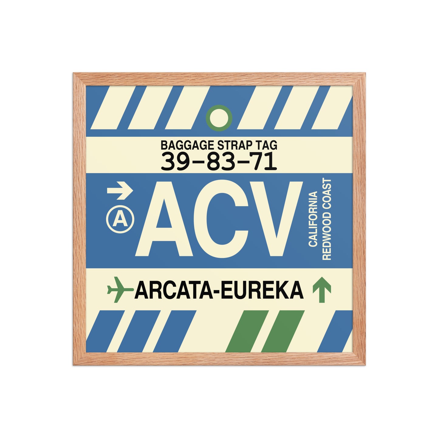 ACV Arcata-Eureka Framed Print • Jet Age Baggage Tag Design • YHM Designs - Image 09