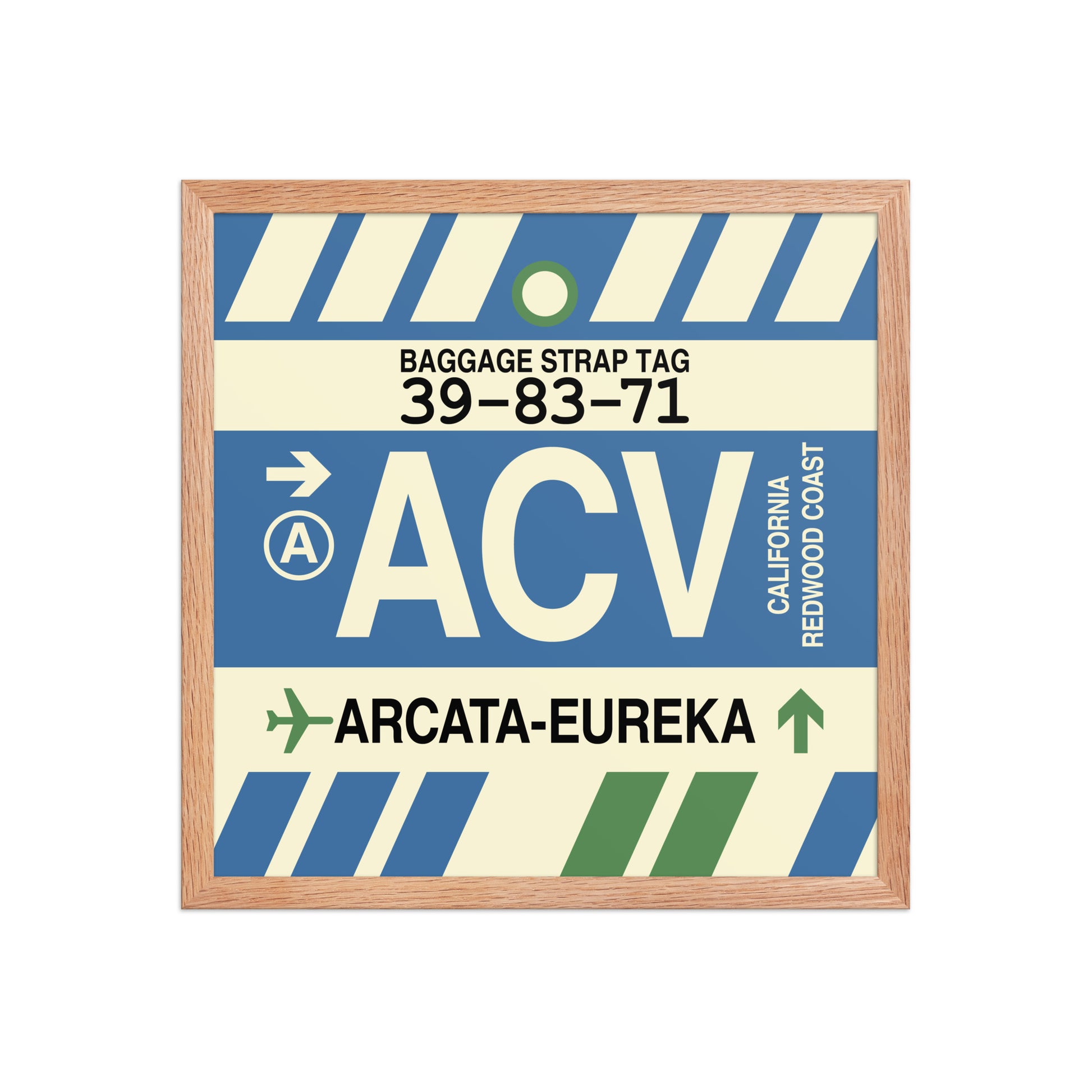 ACV Arcata-Eureka Framed Print • Jet Age Baggage Tag Design • YHM Designs - Image 09