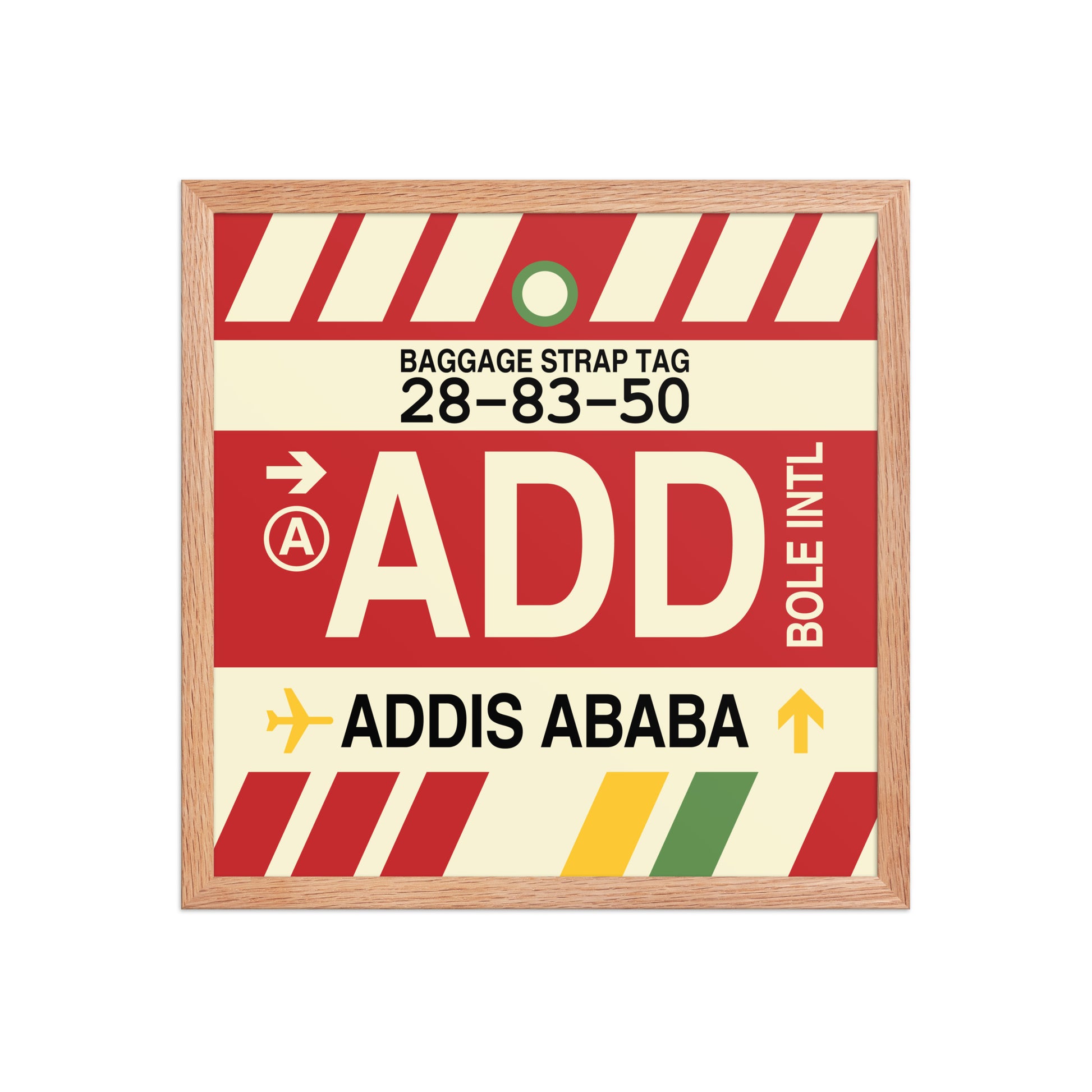 ADD Addis Ababa Framed Print • Jet Age Baggage Tag Design • YHM Designs - Image 09