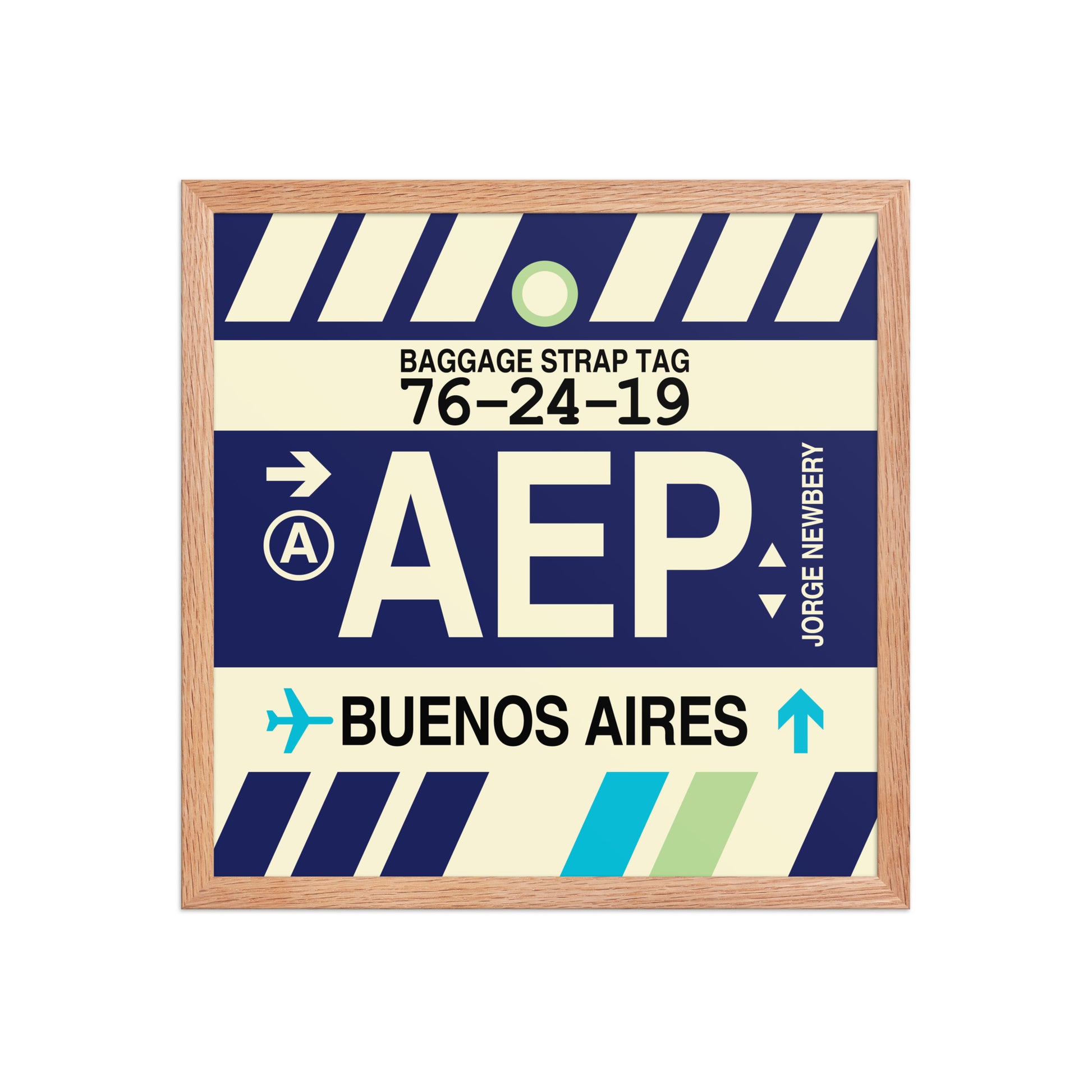 AEP Buenos Aires Framed Print • Jet Age Baggage Tag Design • YHM Designs - Image 09