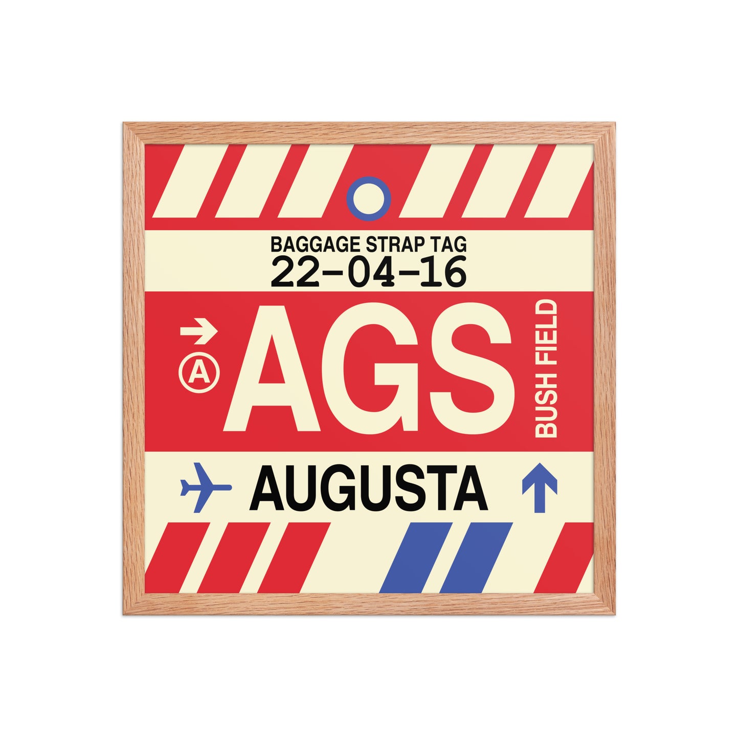 AGS Augusta Framed Print • Jet Age Baggage Tag Design • YHM Designs - Image 09