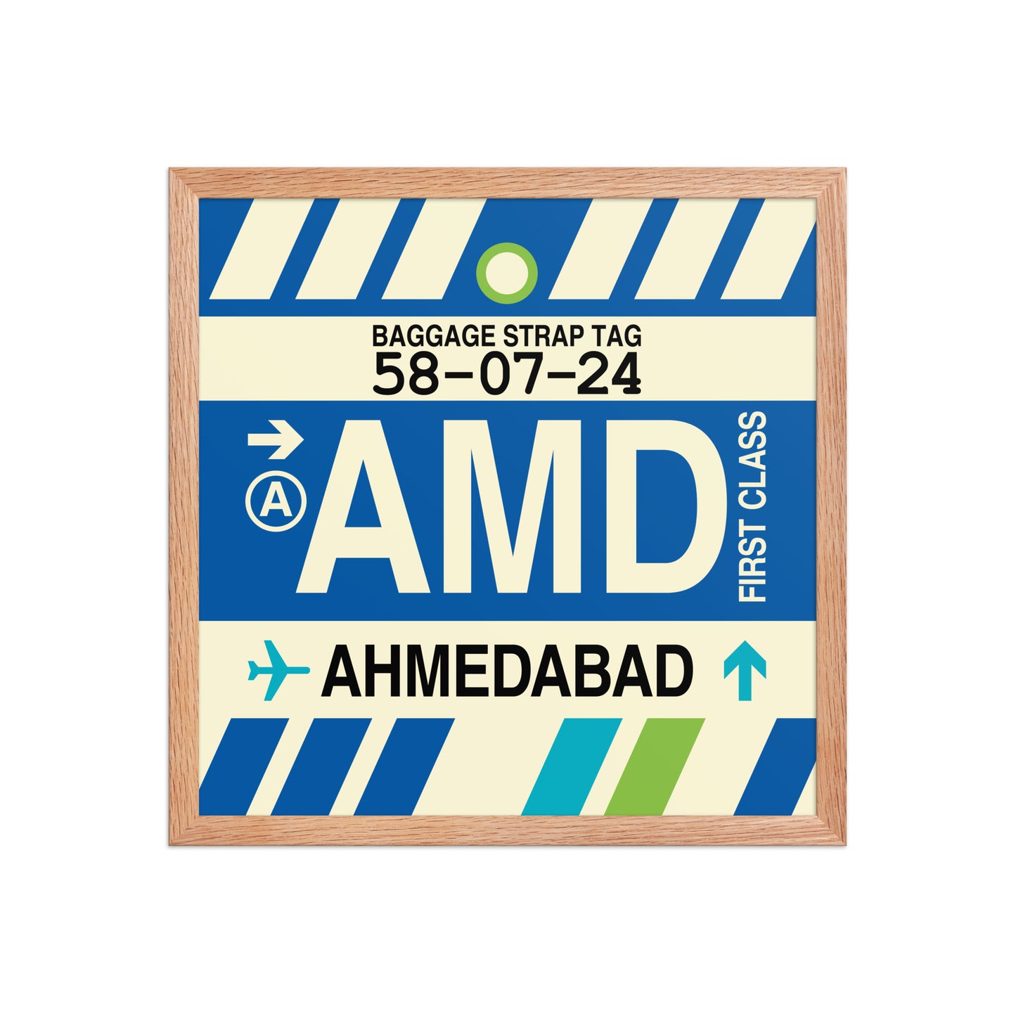 AMD Ahmedabad Framed Print • Jet Age Baggage Tag Design • YHM Designs - Image 09