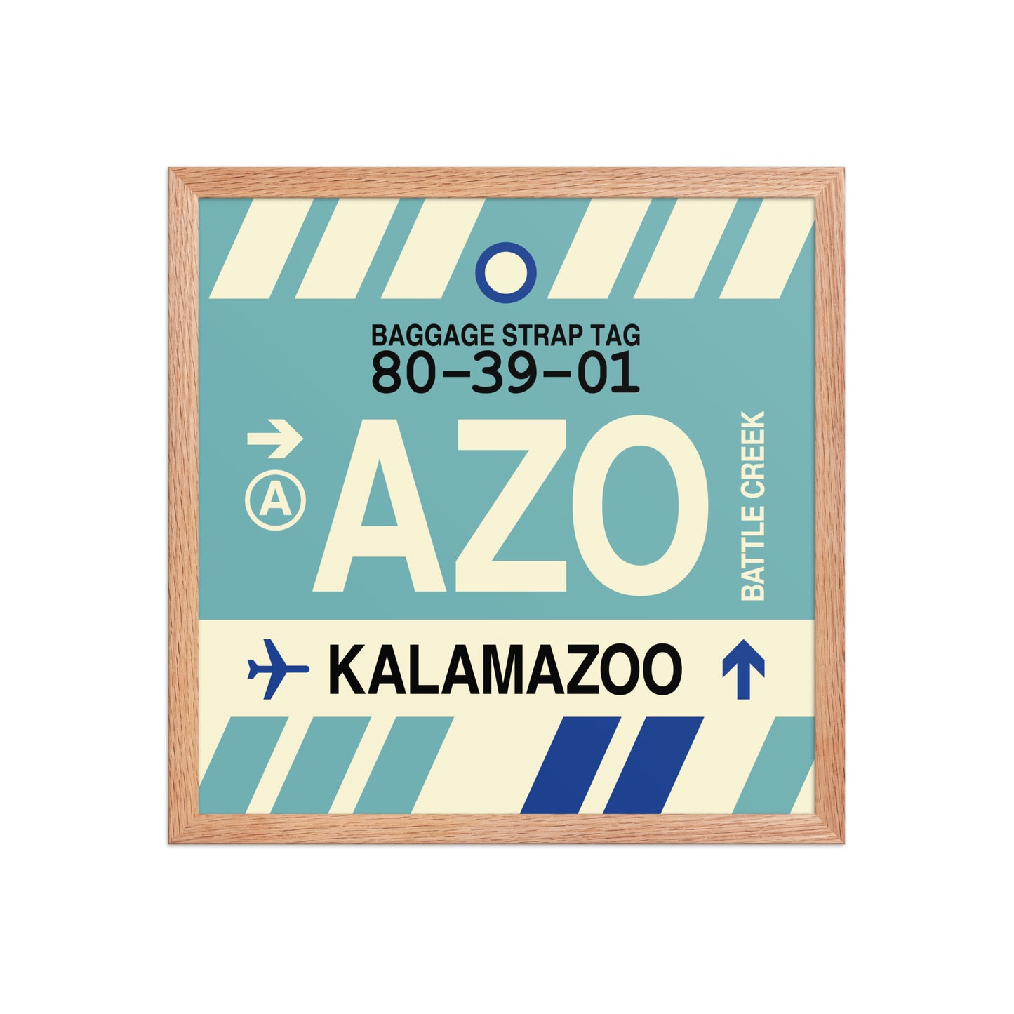 AZO Kalamazoo Framed Print • Jet Age Baggage Tag Design • YHM Designs - Image 09