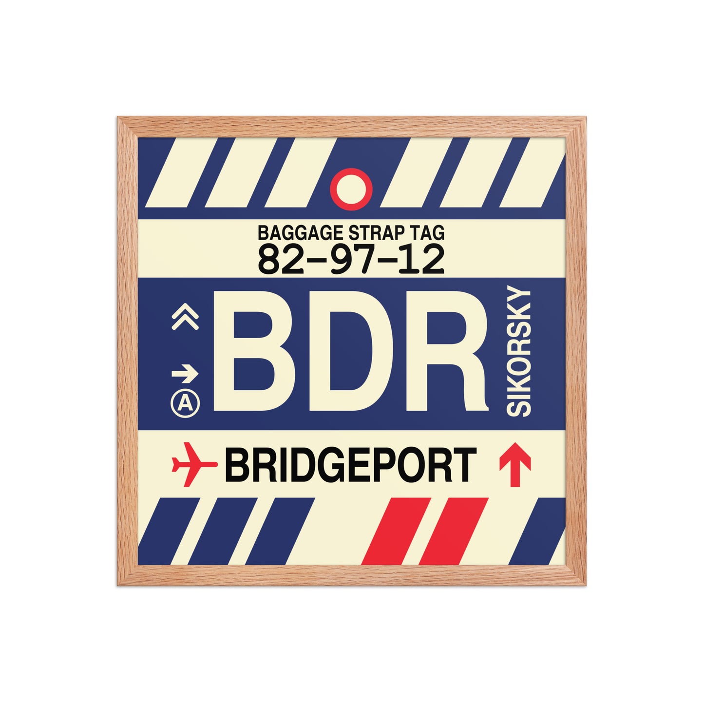 BDR Bridgeport Framed Print • Jet Age Baggage Tag Design • YHM Designs - Image 09