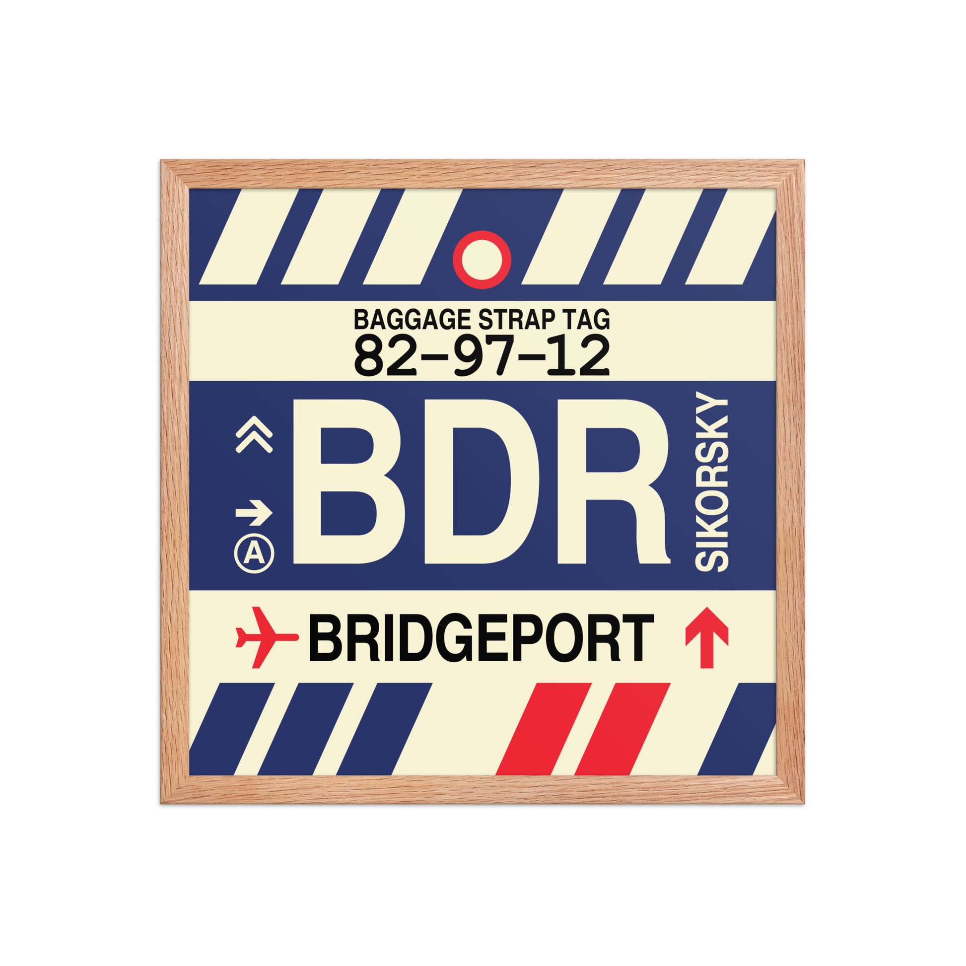 BDR Bridgeport Framed Print • Jet Age Baggage Tag Design • YHM Designs - Image 09