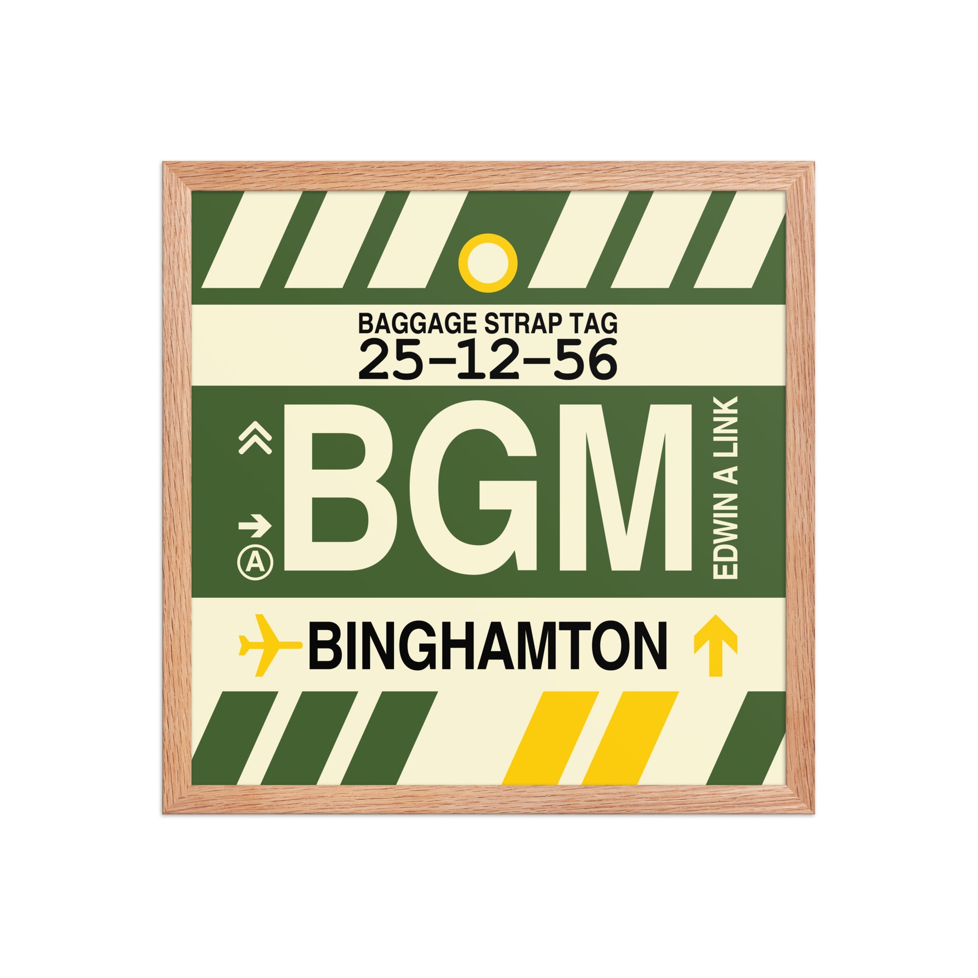 BGM Binghamton Framed Print • Jet Age Baggage Tag Design • YHM Designs - Image 09