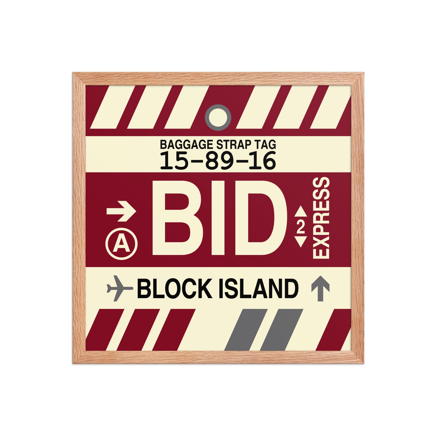 BID Block Island Framed Print • Jet Age Baggage Tag Design • YHM Designs - Image 09