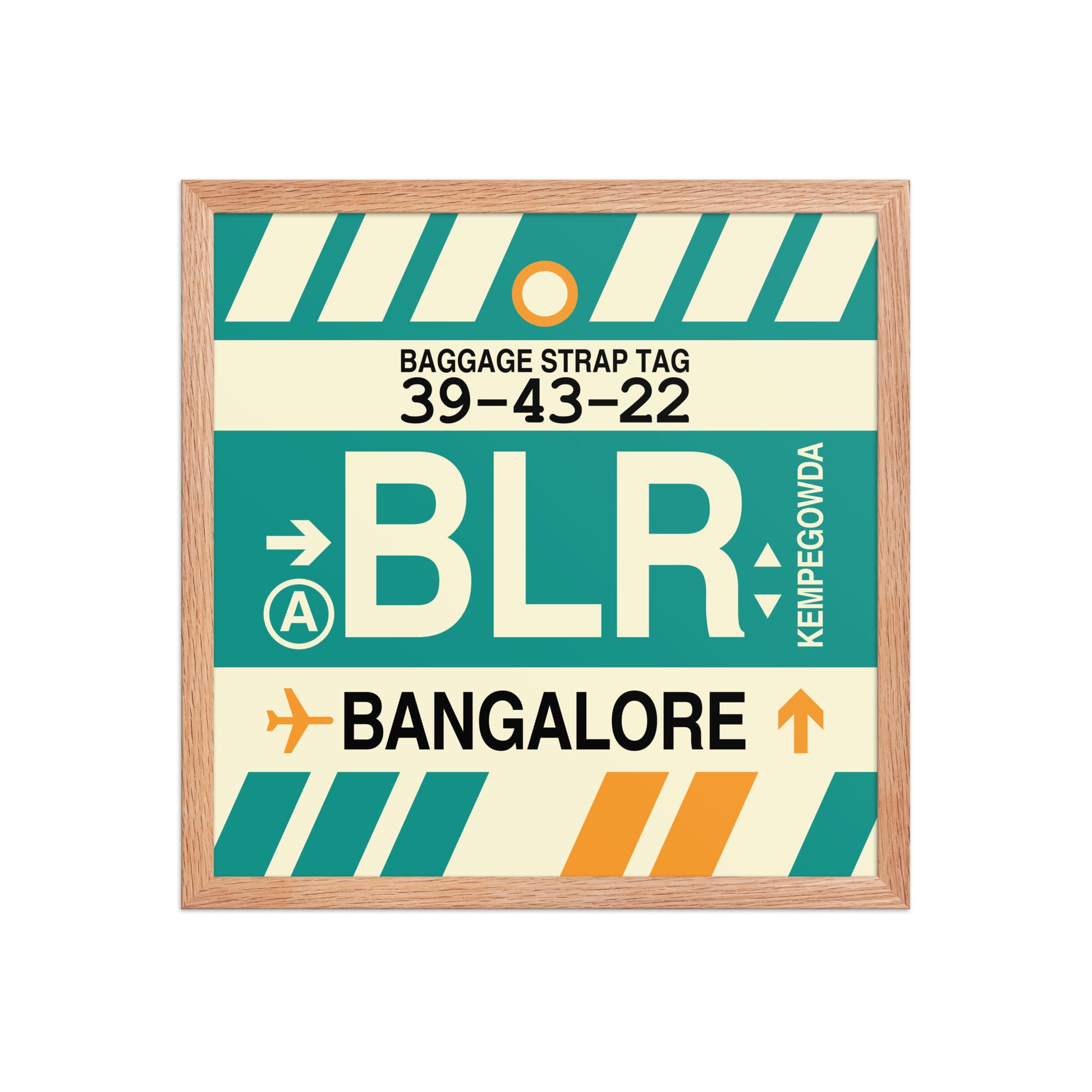 BLR Bangalore Framed Print • Jet Age Baggage Tag Design • YHM Designs - Image 09