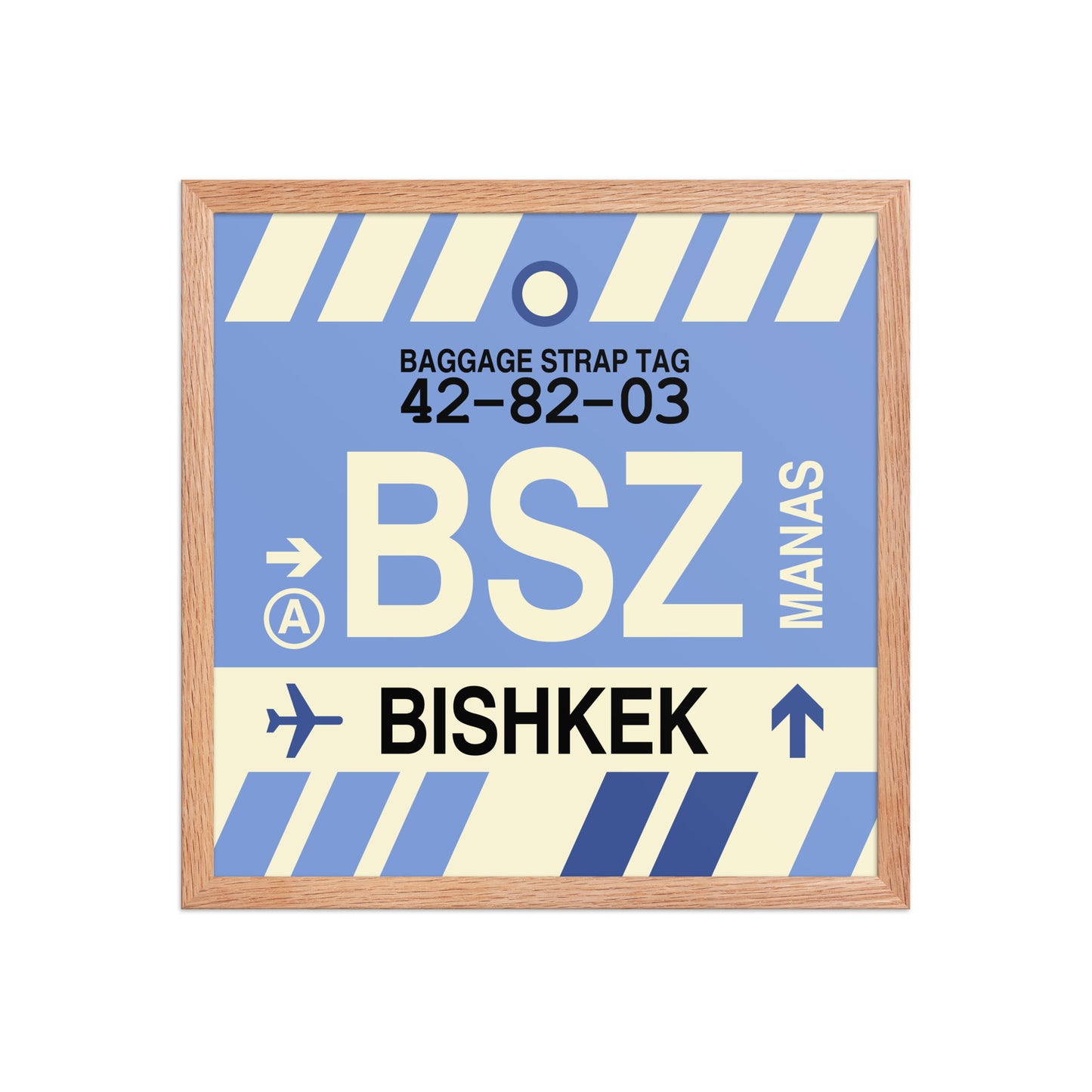 BSZ Bishkek Framed Print • Jet Age Baggage Tag Design • YHM Designs - Image 09