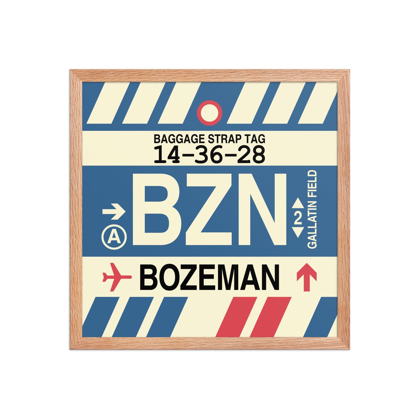 BZN Bozeman Framed Print • Jet Age Baggage Tag Design • YHM Designs - Image 09