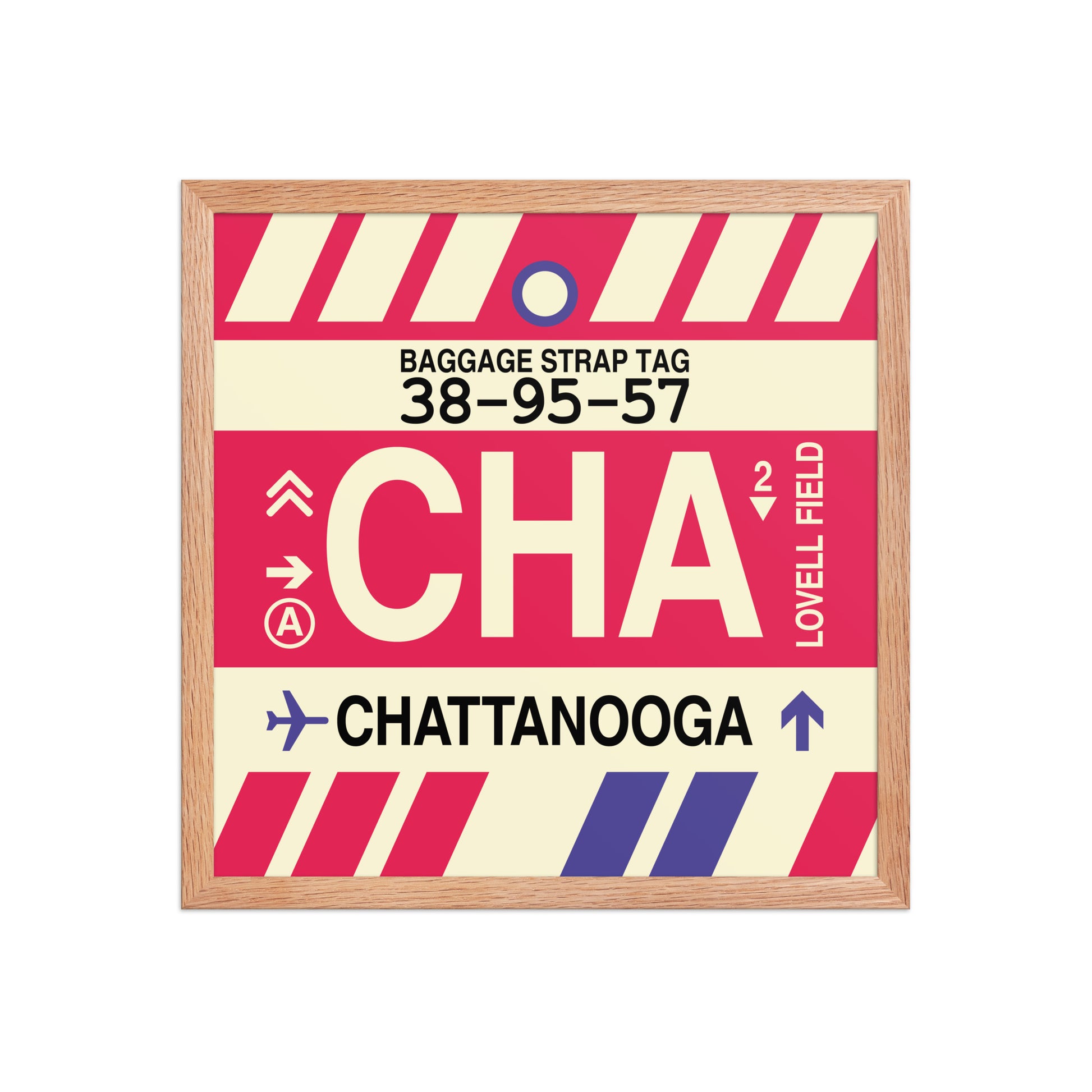 CHA Chattanooga Framed Print • Jet Age Baggage Tag Design • YHM Designs - Image 09