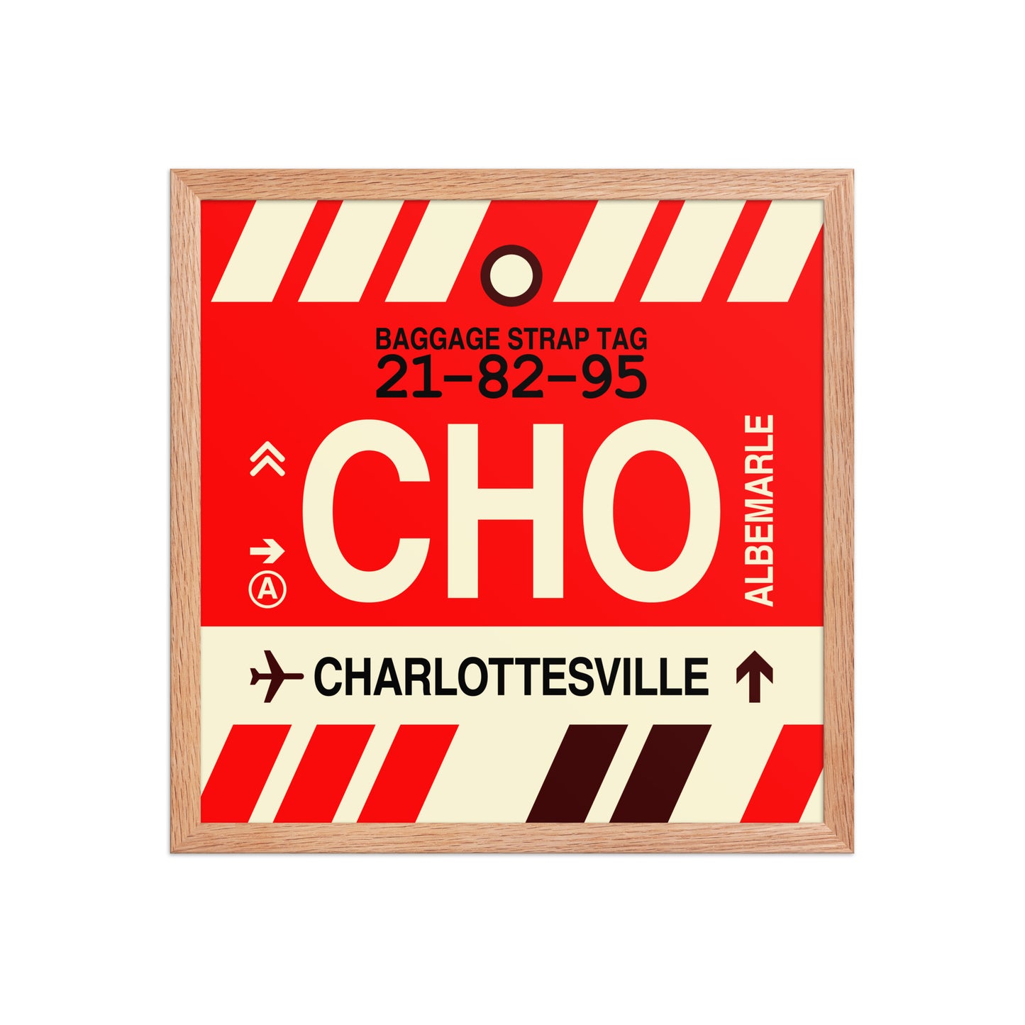 CHO Charlottesville Framed Print • Jet Age Baggage Tag Design • YHM Designs - Image 09