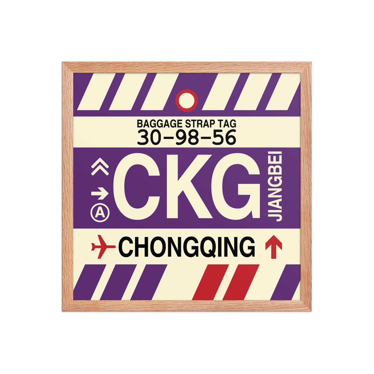 CKG Chongqing Framed Print • Jet Age Baggage Tag Design • YHM Designs - Image 09