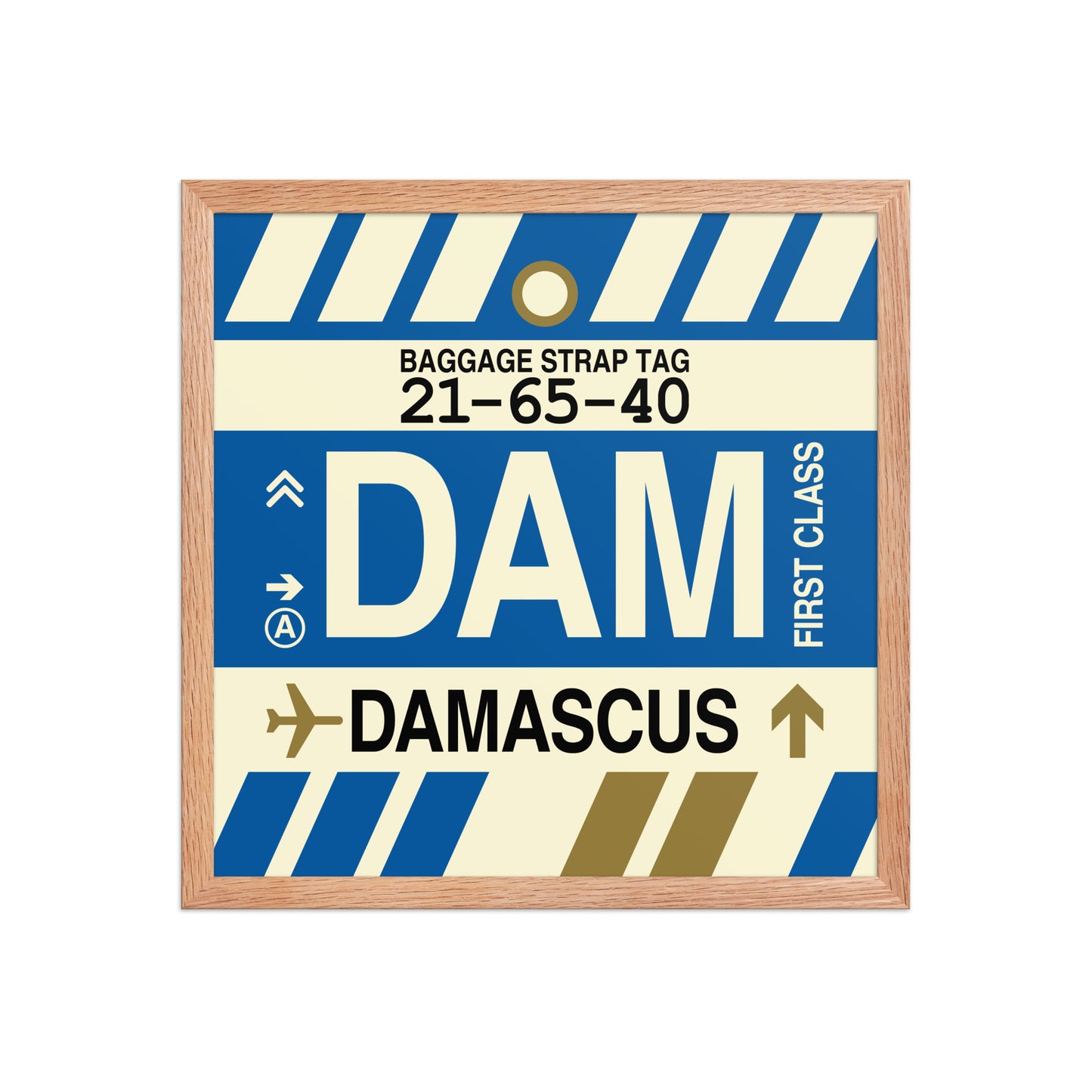 DAM Damascus Framed Print • Jet Age Baggage Tag Design • YHM Designs - Image 09