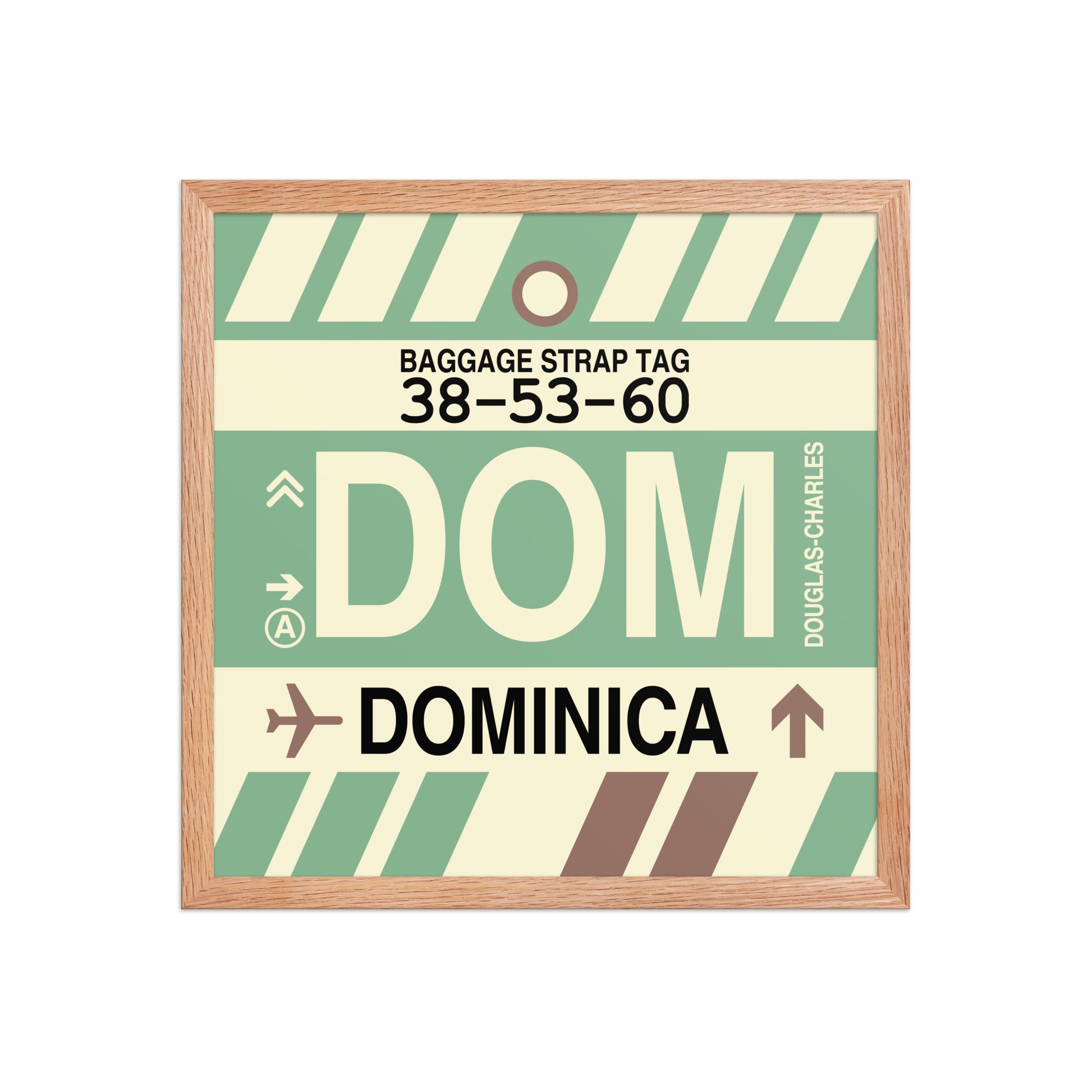 DOM Dominica Framed Print • Jet Age Baggage Tag Design • YHM Designs - Image 09
