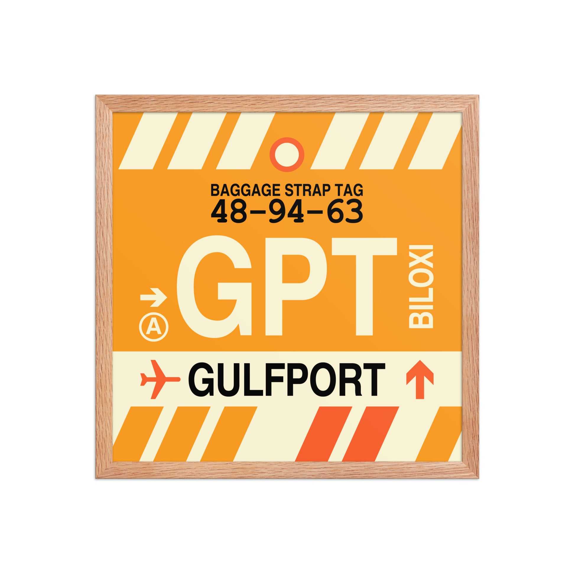 GPT Gulfport-Biloxi Framed Print • Jet Age Baggage Tag Design • YHM Designs - Image 09