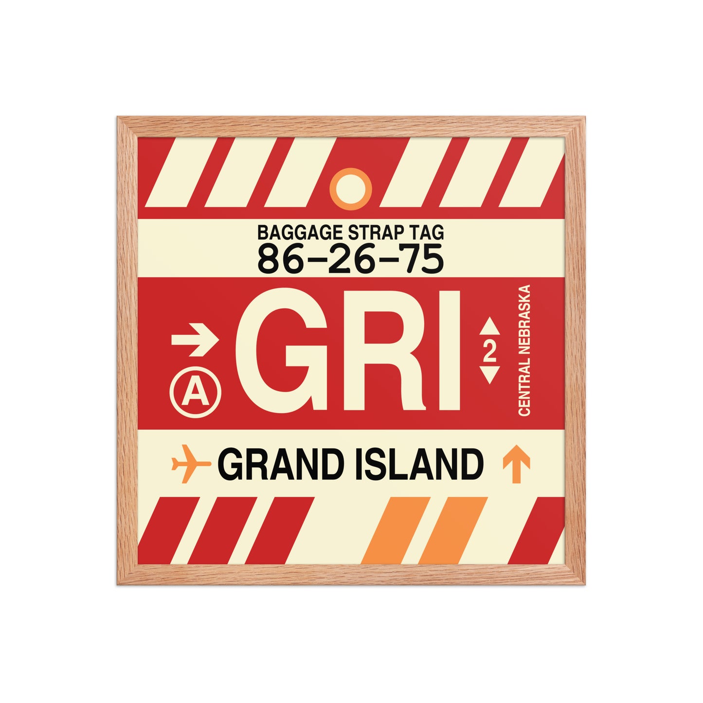 GRI Grand Island Framed Print • Jet Age Baggage Tag Design • YHM Designs - Image 09