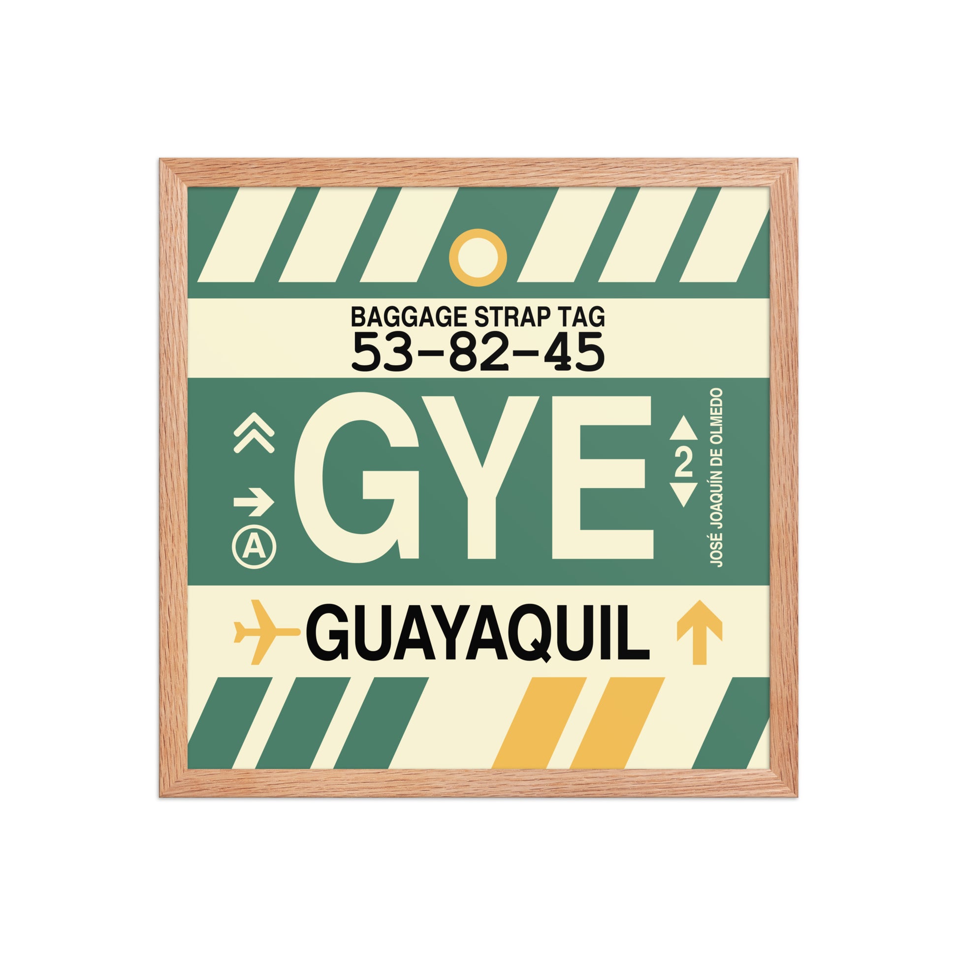 GYE Guayaquil Framed Print • Jet Age Baggage Tag Design • YHM Designs - Image 09