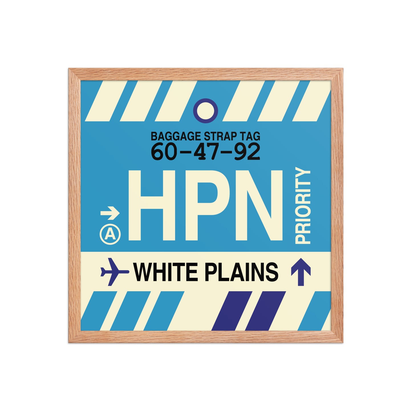 HPN White Plains Framed Print • Jet Age Baggage Tag Design • YHM Designs - Image 09