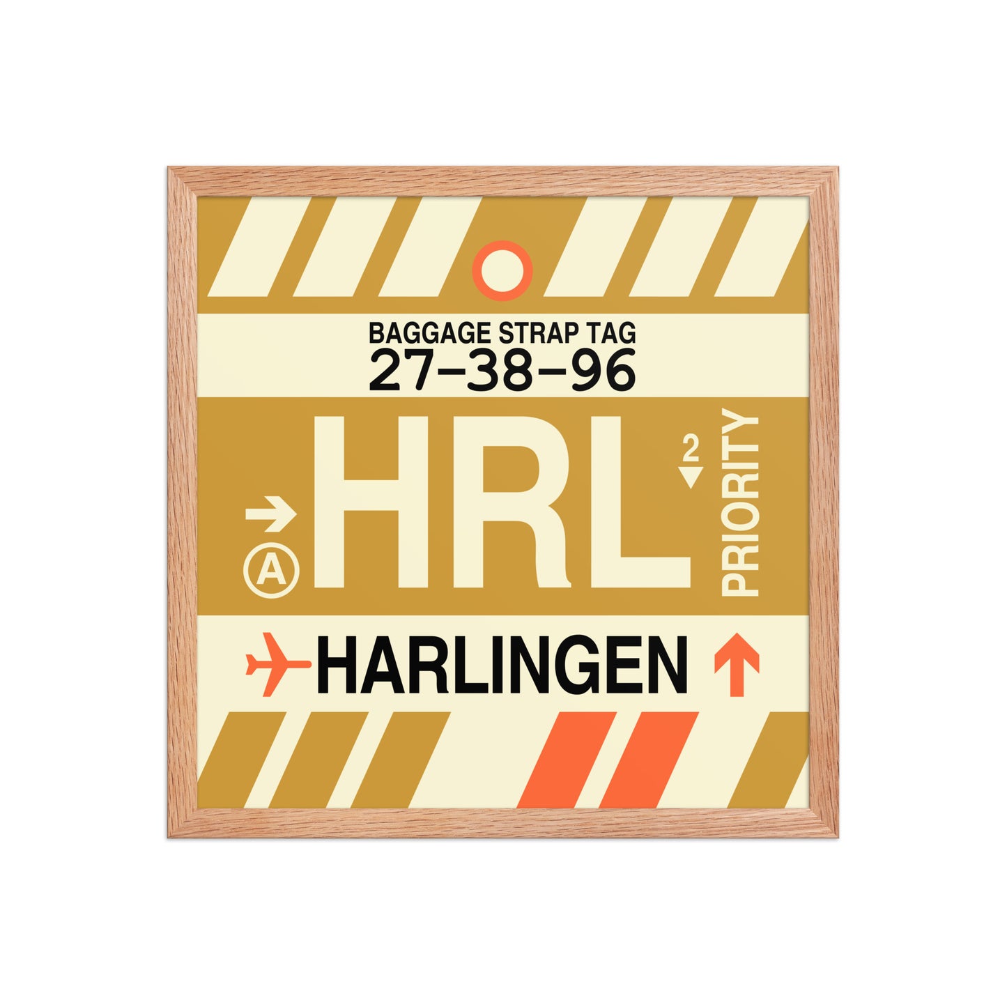 HRL Harlingen Framed Print • Jet Age Baggage Tag Design • YHM Designs - Image 09