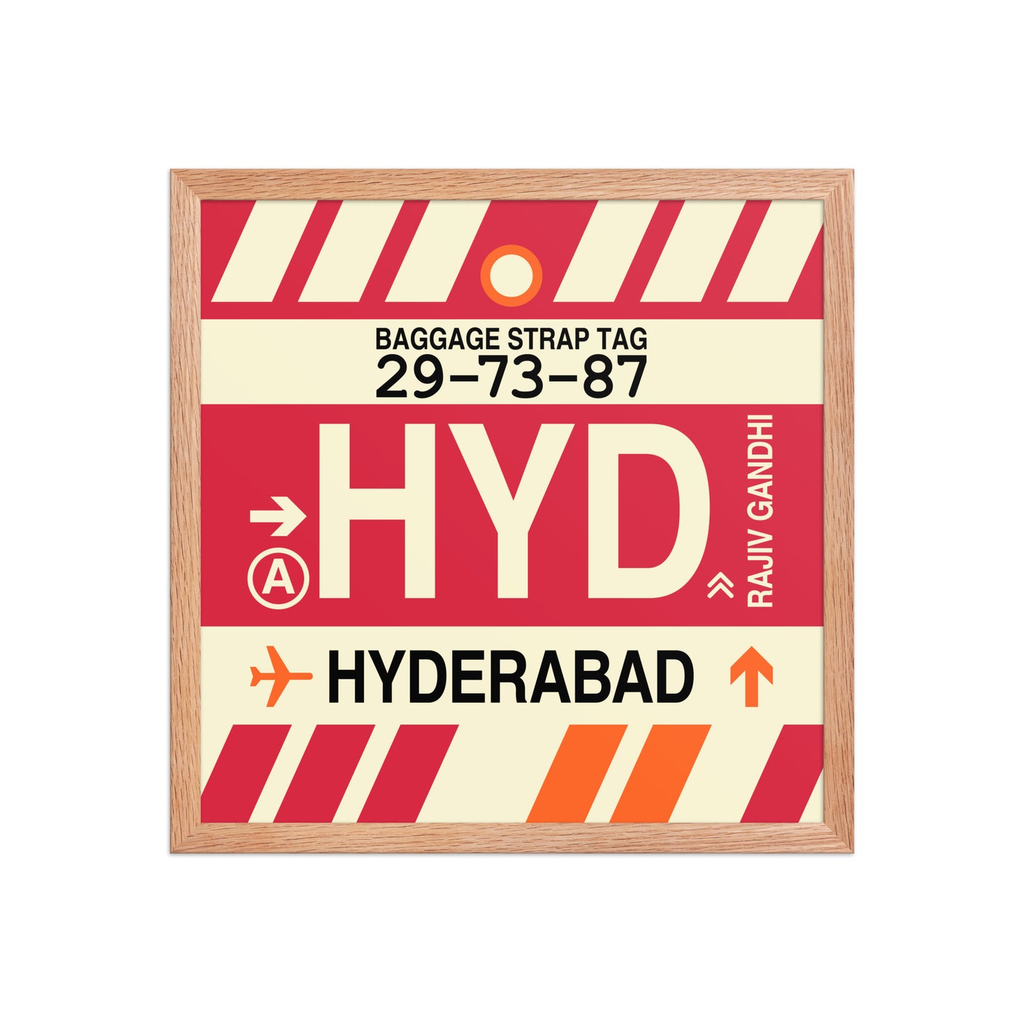 HYD Hyderabad Framed Print • Jet Age Baggage Tag Design • YHM Designs - Image 09