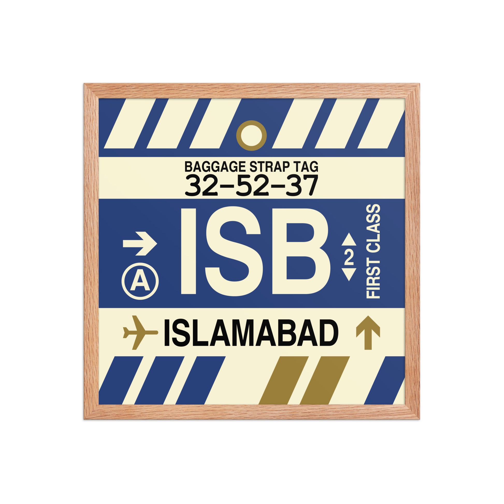 ISB Islamabad Framed Print • Jet Age Baggage Tag Design • YHM Designs - Image 09