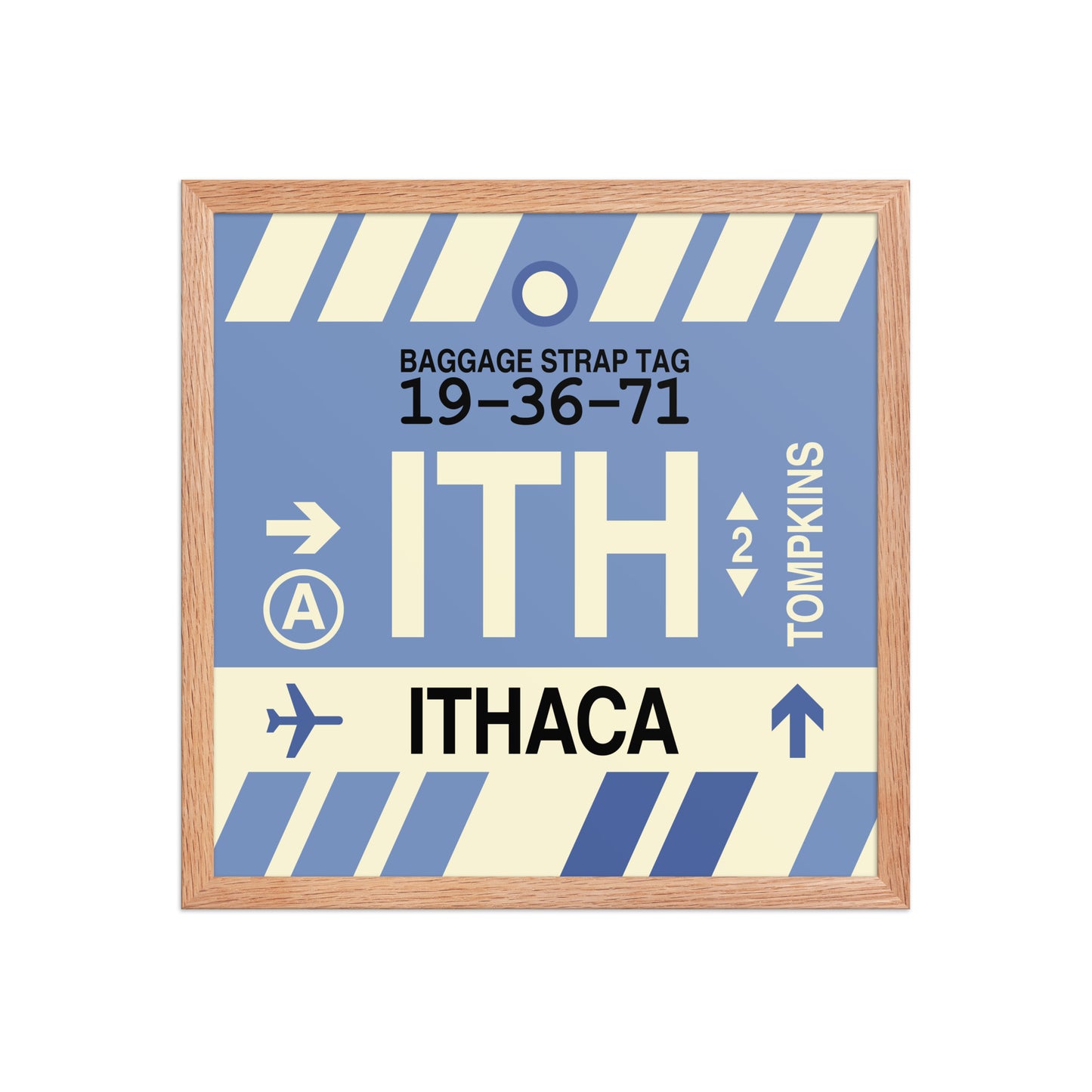 ITH Ithaca Framed Print • Jet Age Baggage Tag Design • YHM Designs - Image 09