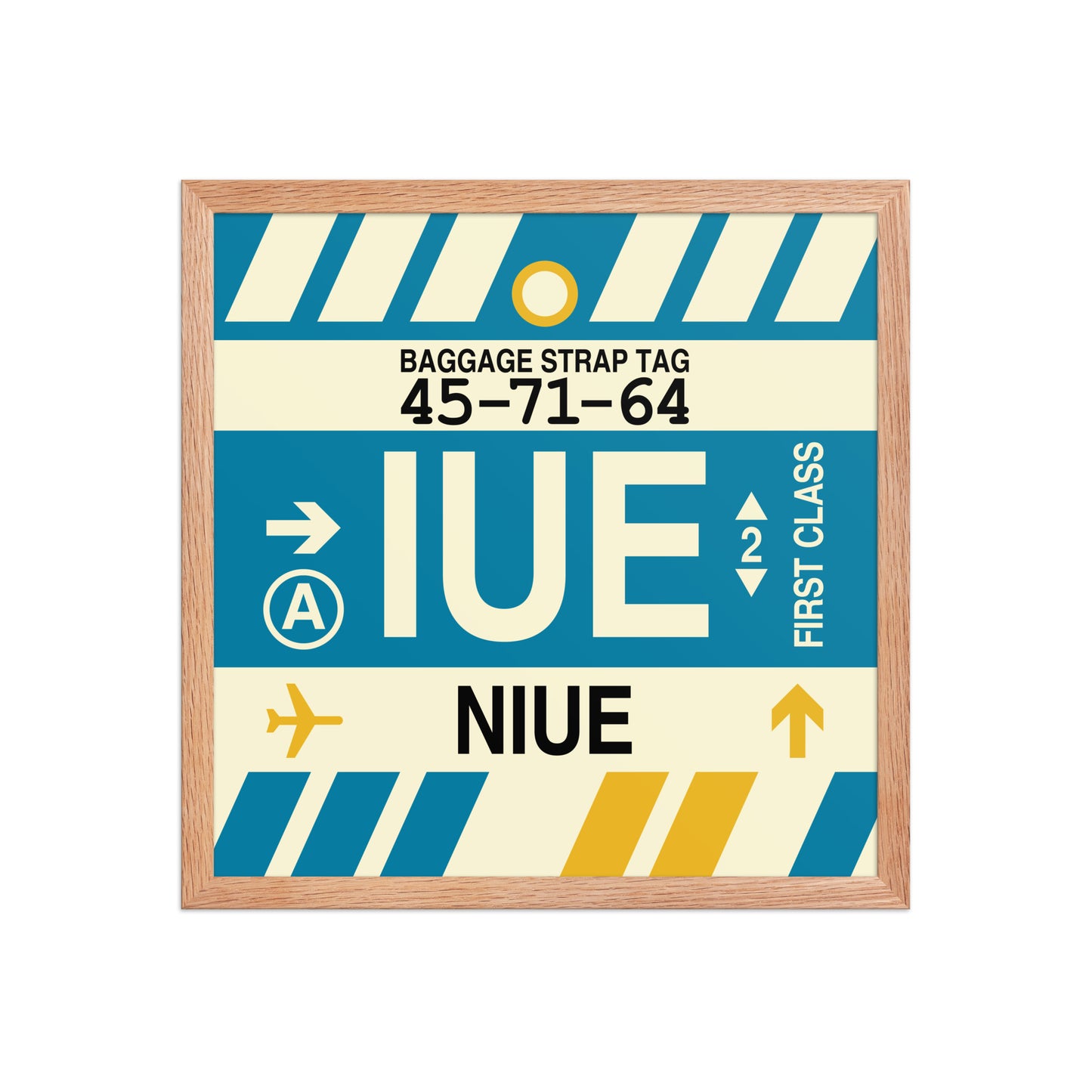 IUE Niue Framed Print • Jet Age Baggage Tag Design • YHM Designs - Image 09