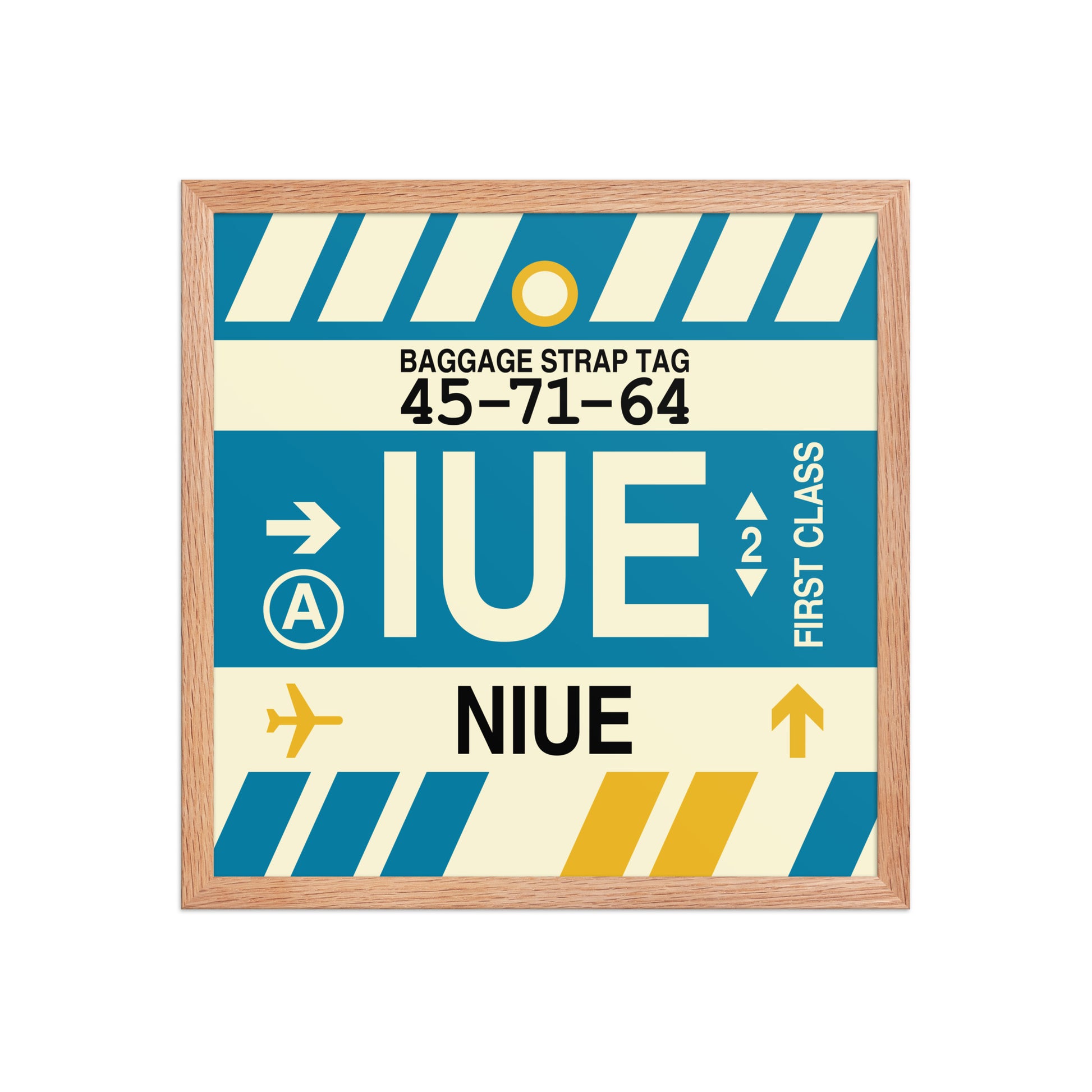 IUE Niue Framed Print • Jet Age Baggage Tag Design • YHM Designs - Image 09