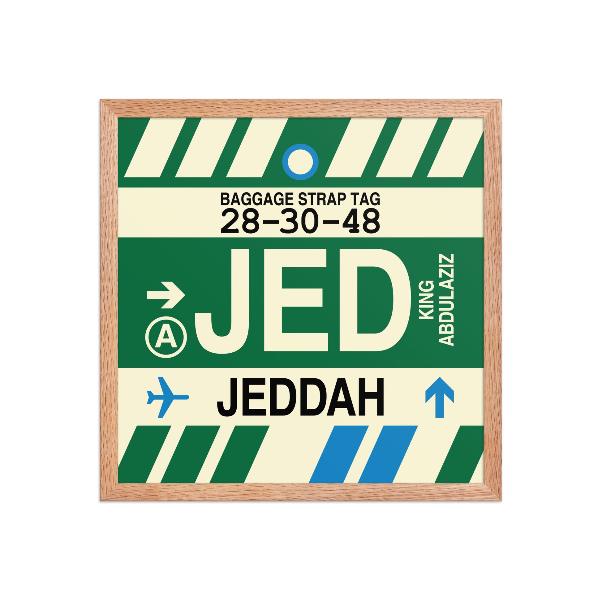 JED Jeddah Framed Print • Jet Age Baggage Tag Design • YHM Designs - Image 09
