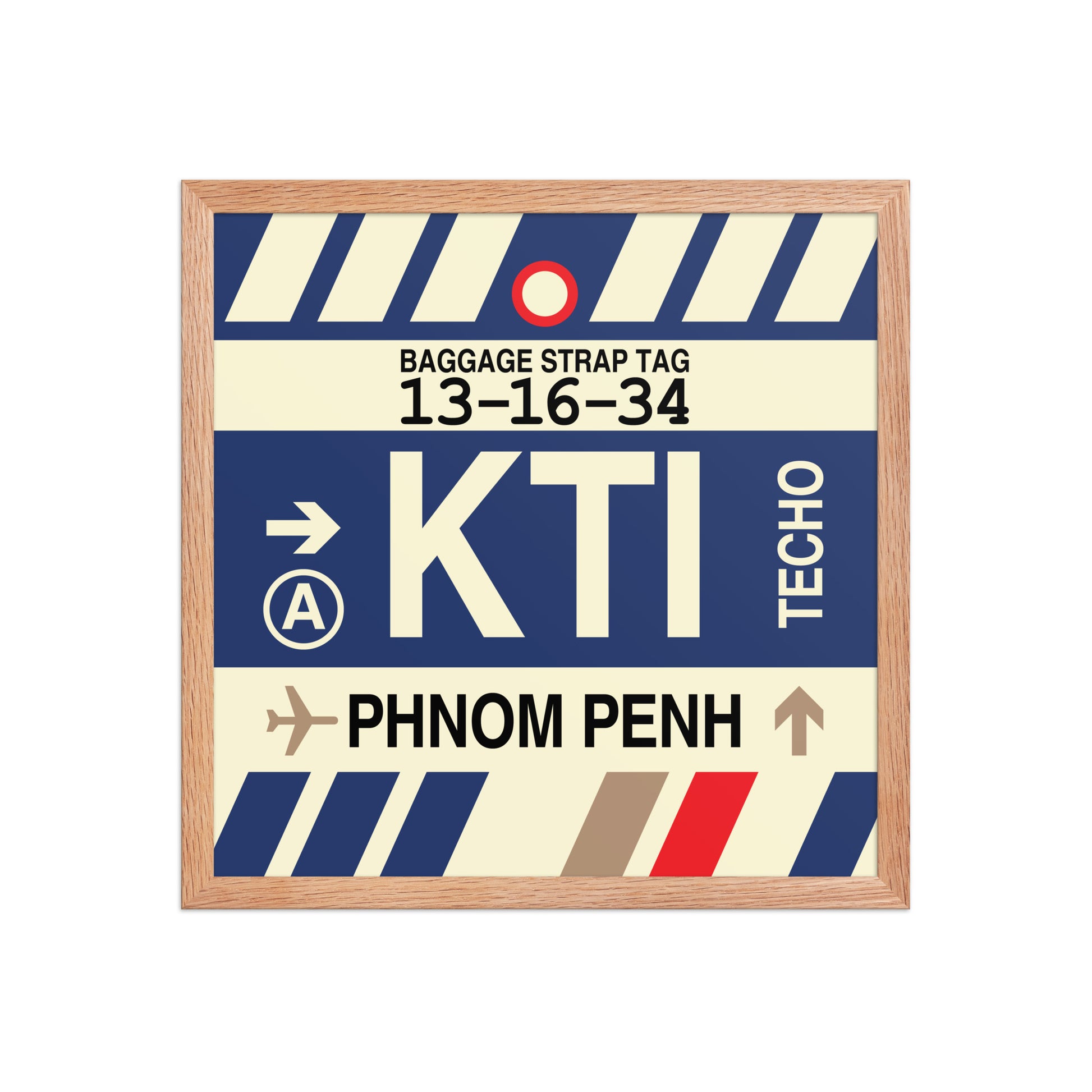 KTI Phnom Penh Framed Print • Jet Age Baggage Tag Design • YHM Designs - Image 09