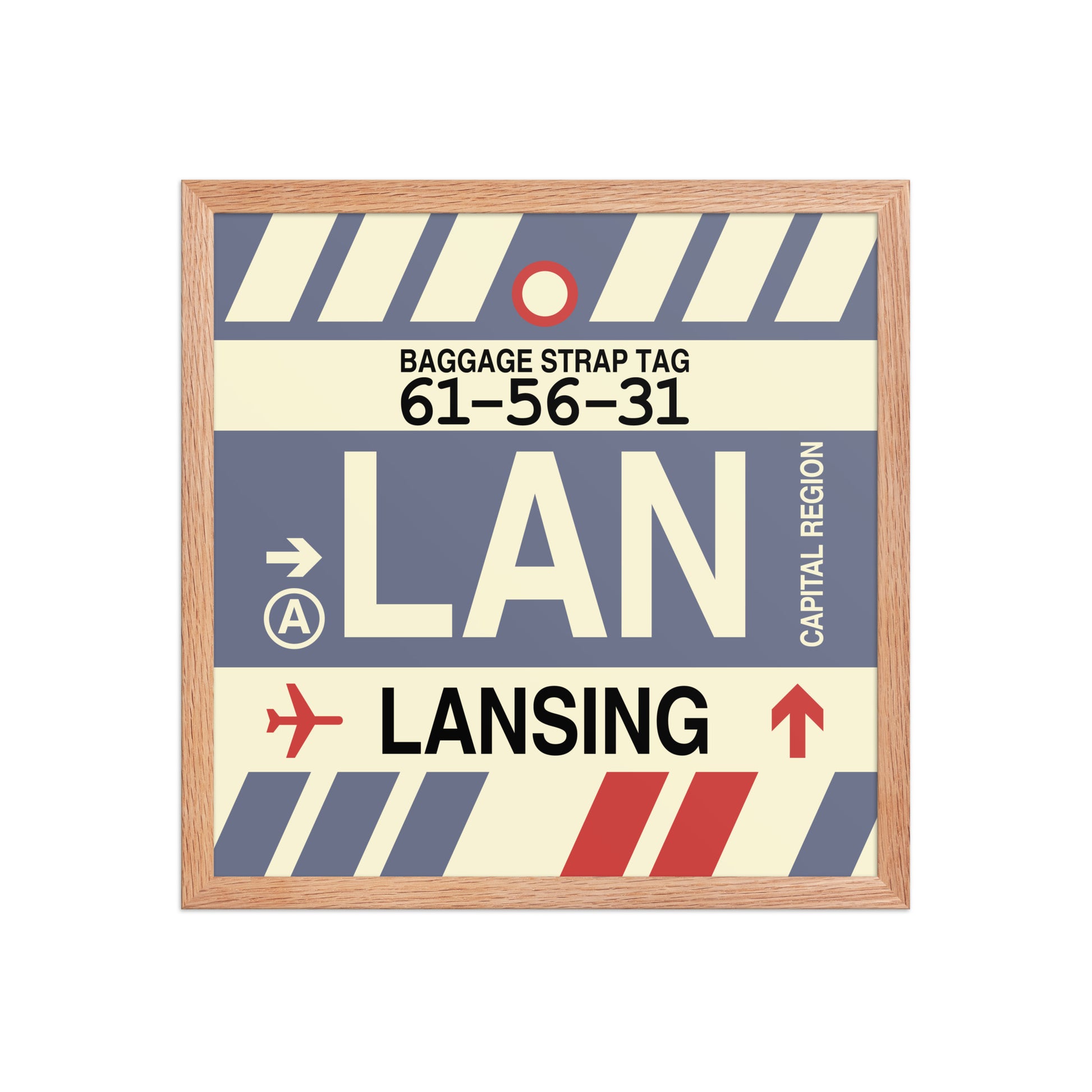 LAN Lansing Framed Print • Jet Age Baggage Tag Design • YHM Designs - Image 09