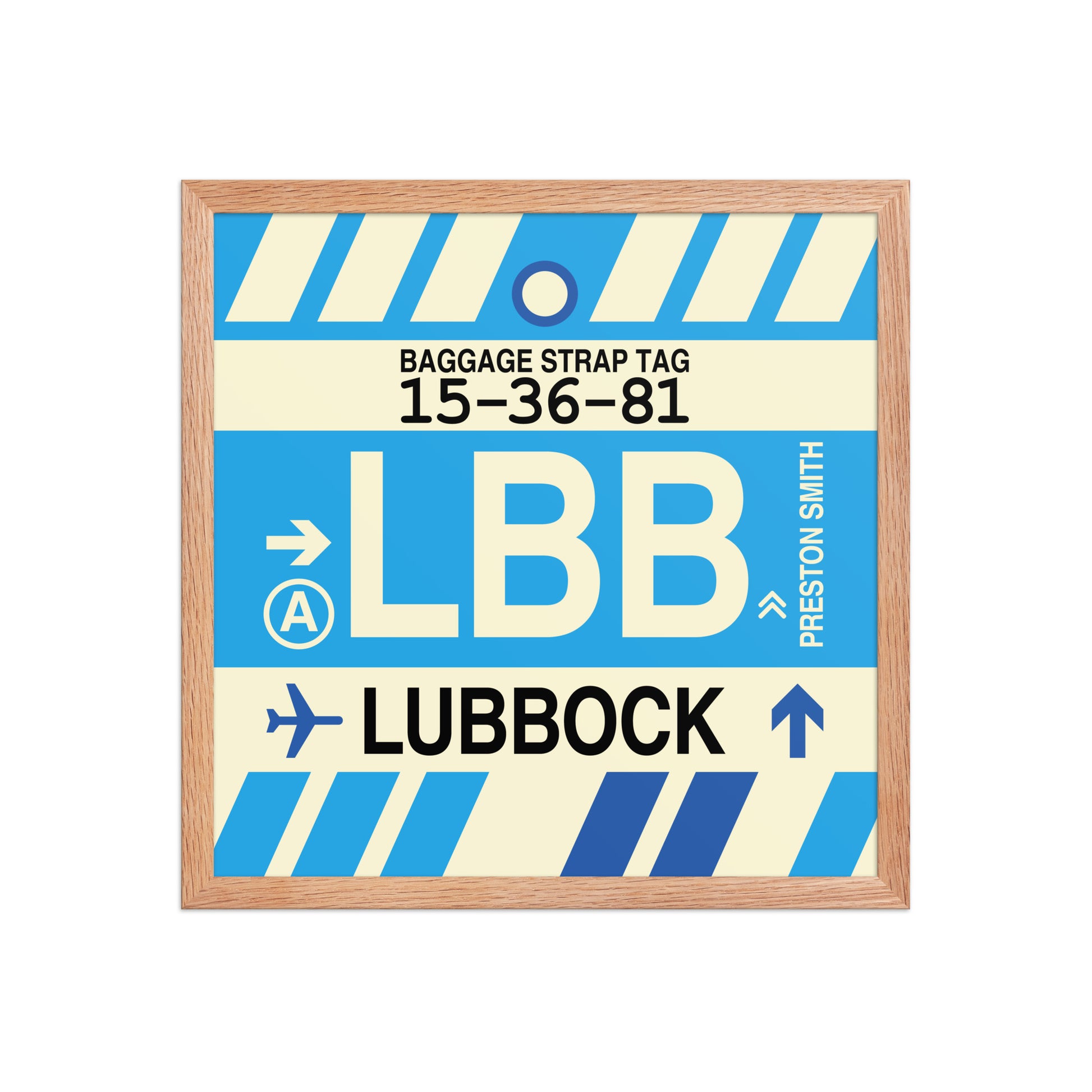 LBB Lubbock Framed Print • Jet Age Baggage Tag Design • YHM Designs - Image 09