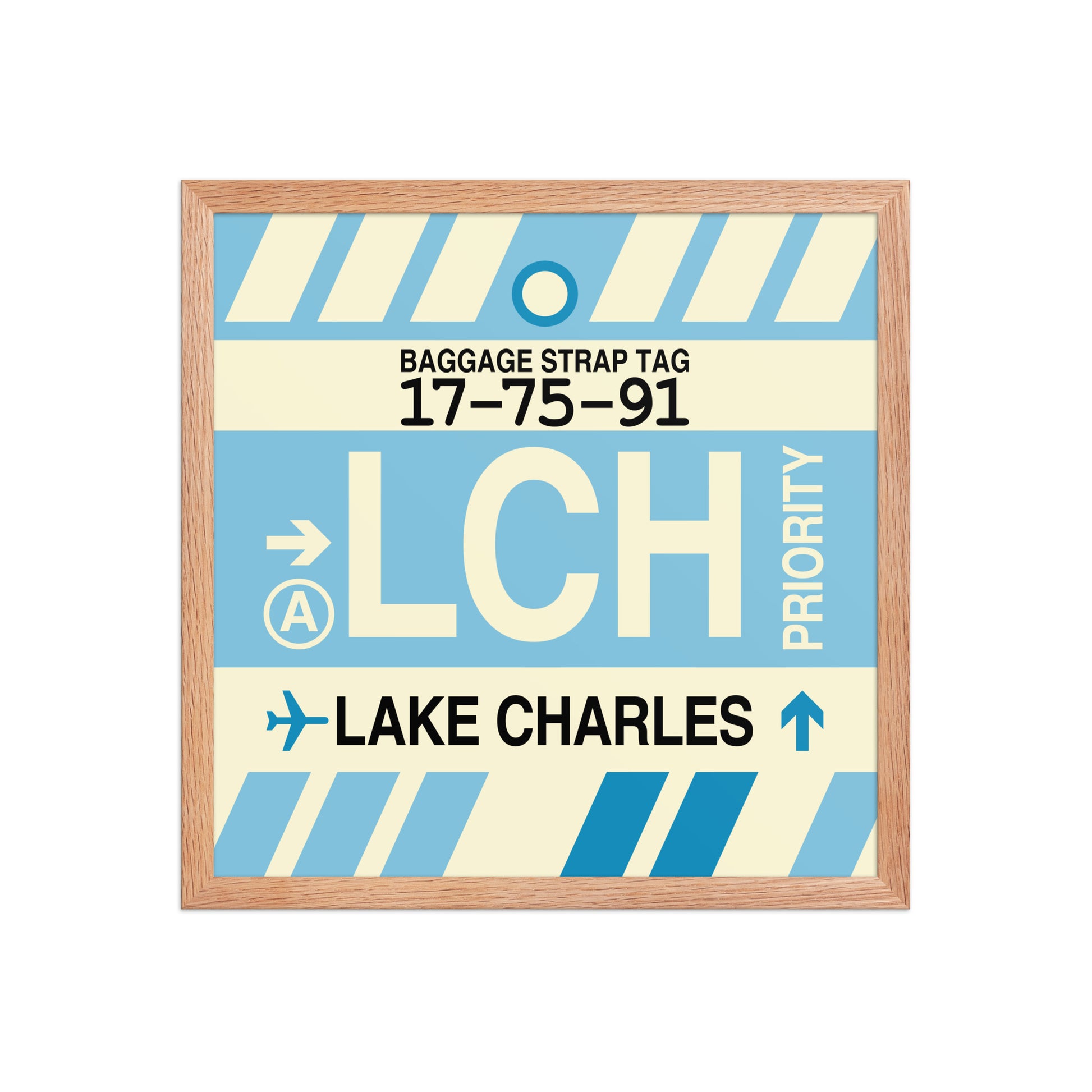 LCH Lake Charles Framed Print • Jet Age Baggage Tag Design • YHM Designs - Image 09