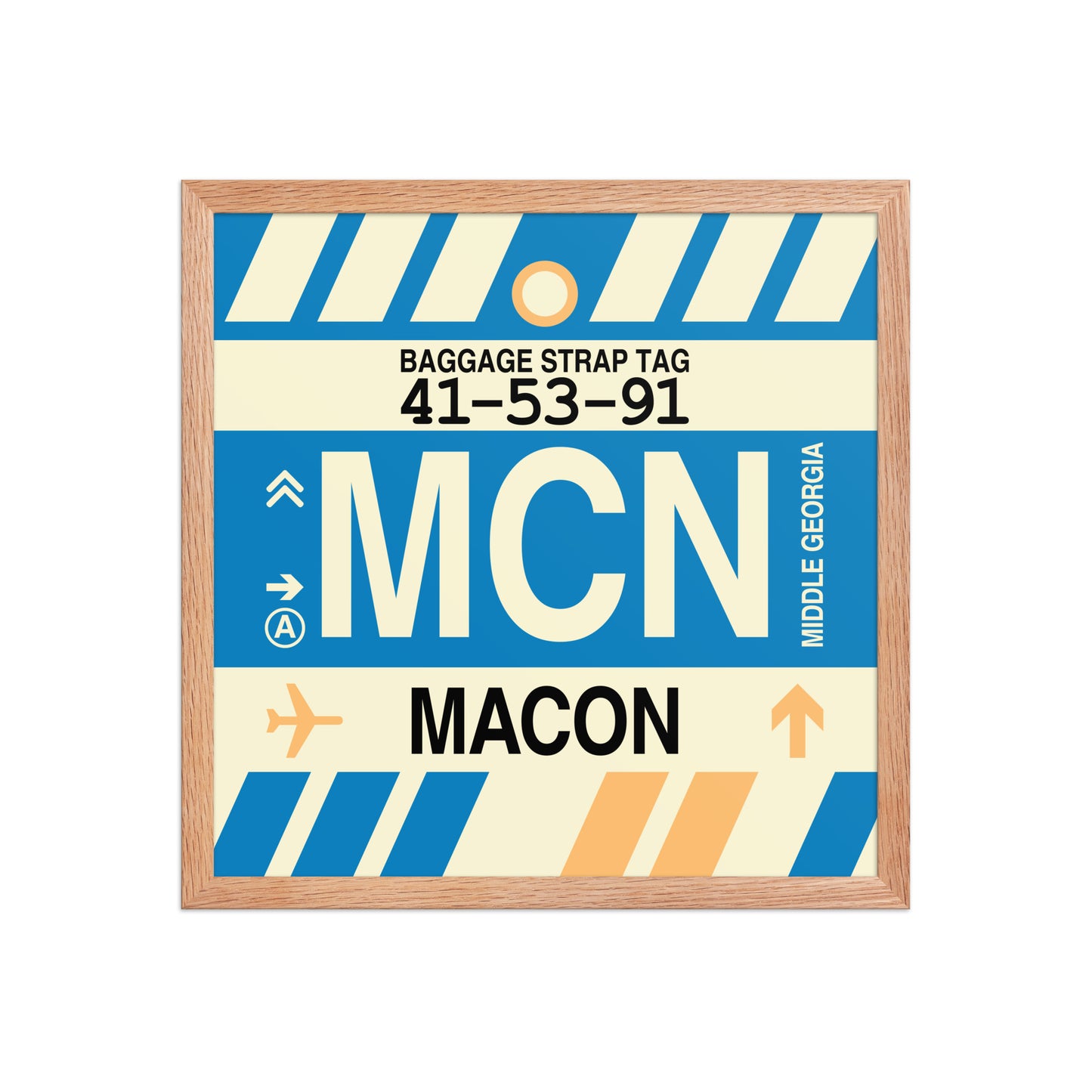 MCN Macon Framed Print • Jet Age Baggage Tag Design • YHM Designs - Image 09