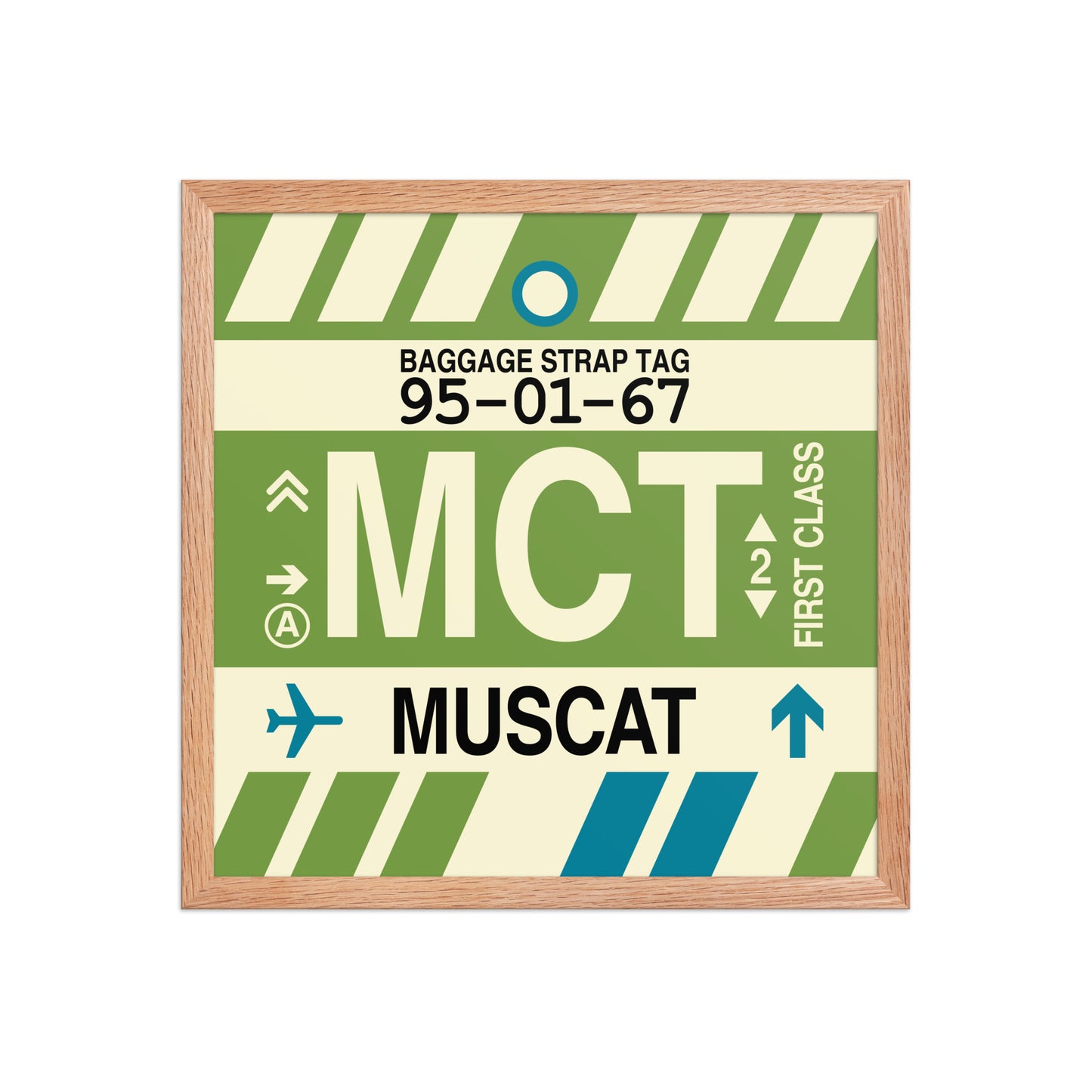 MCT Muscat Framed Print • Jet Age Baggage Tag Design • YHM Designs - Image 09