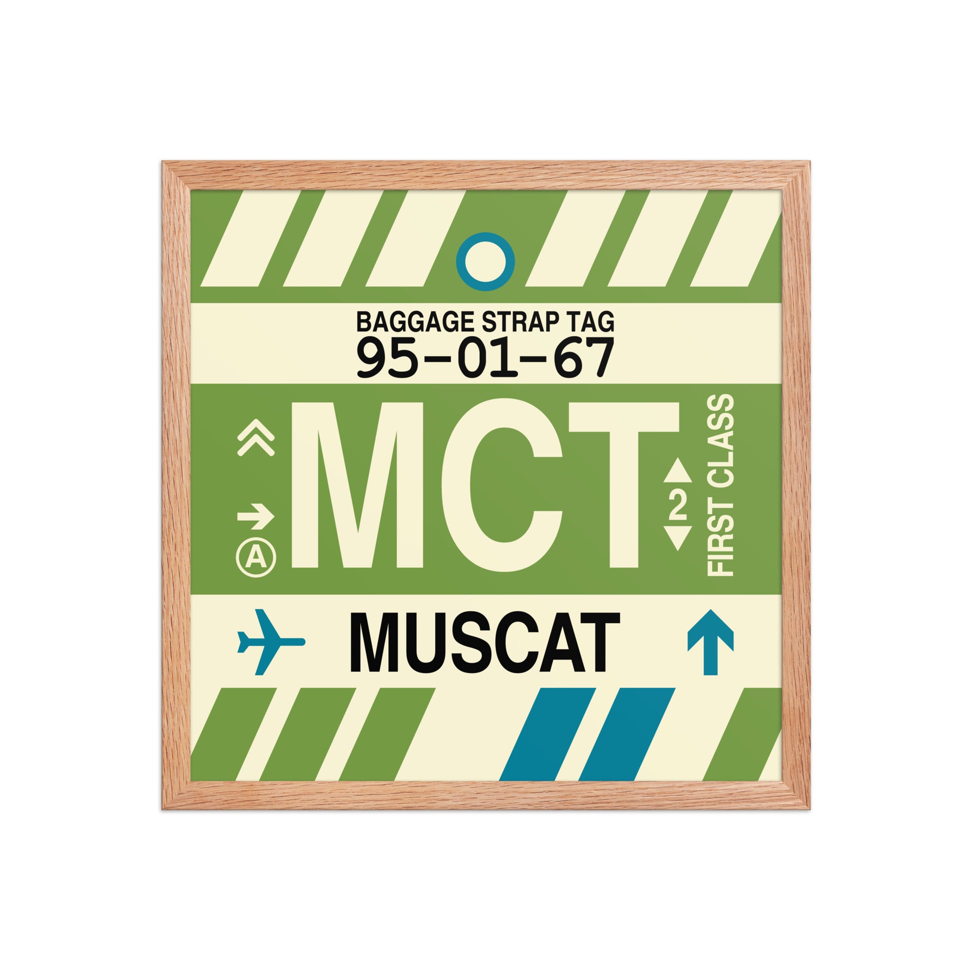 MCT Muscat Framed Print • Jet Age Baggage Tag Design • YHM Designs - Image 09