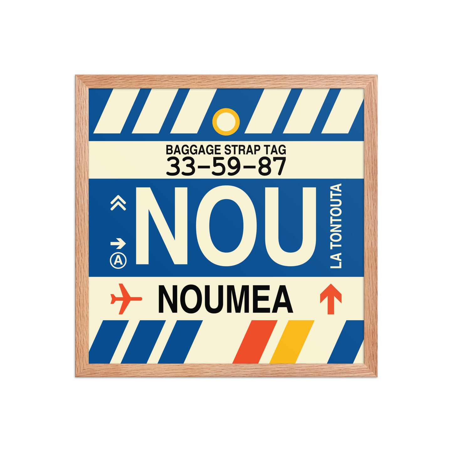NOU Nouméa Framed Print • Jet Age Baggage Tag Design • YHM Designs - Image 09