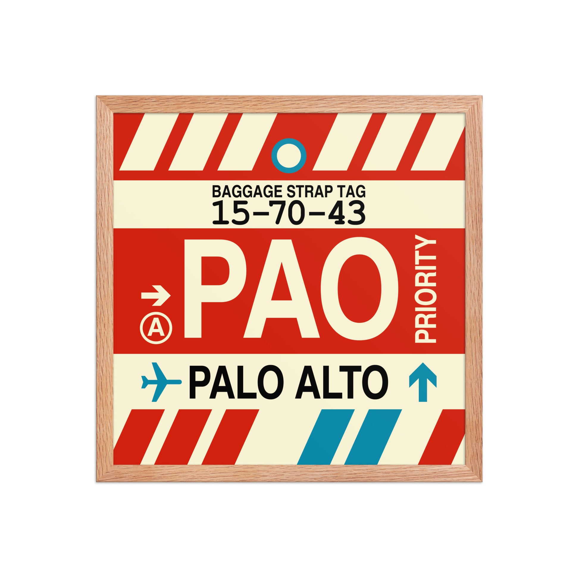 PAO Palo Alto Framed Print • Jet Age Baggage Tag Design • YHM Designs - Image 09