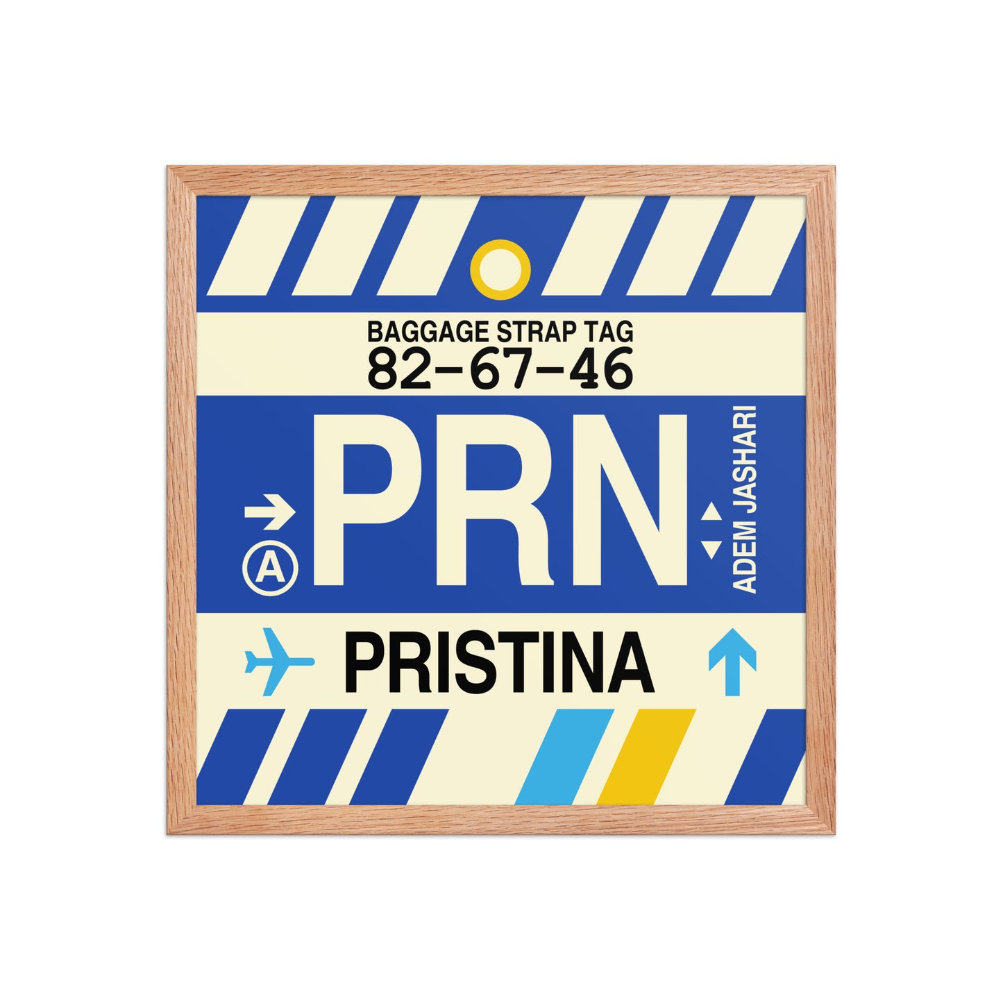 PRN Pristina Framed Print • Jet Age Baggage Tag Design • YHM Designs - Image 09
