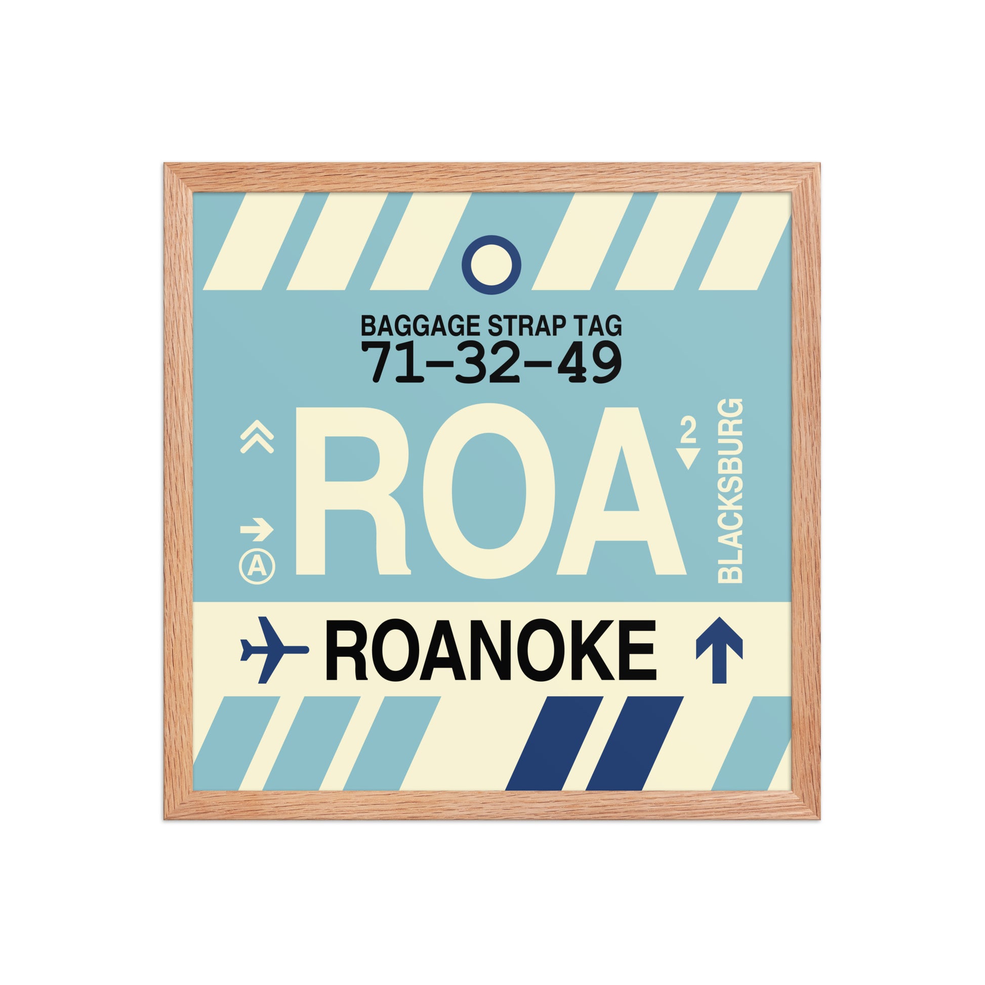ROA Roanoke Framed Print • Jet Age Baggage Tag Design • YHM Designs - Image 09