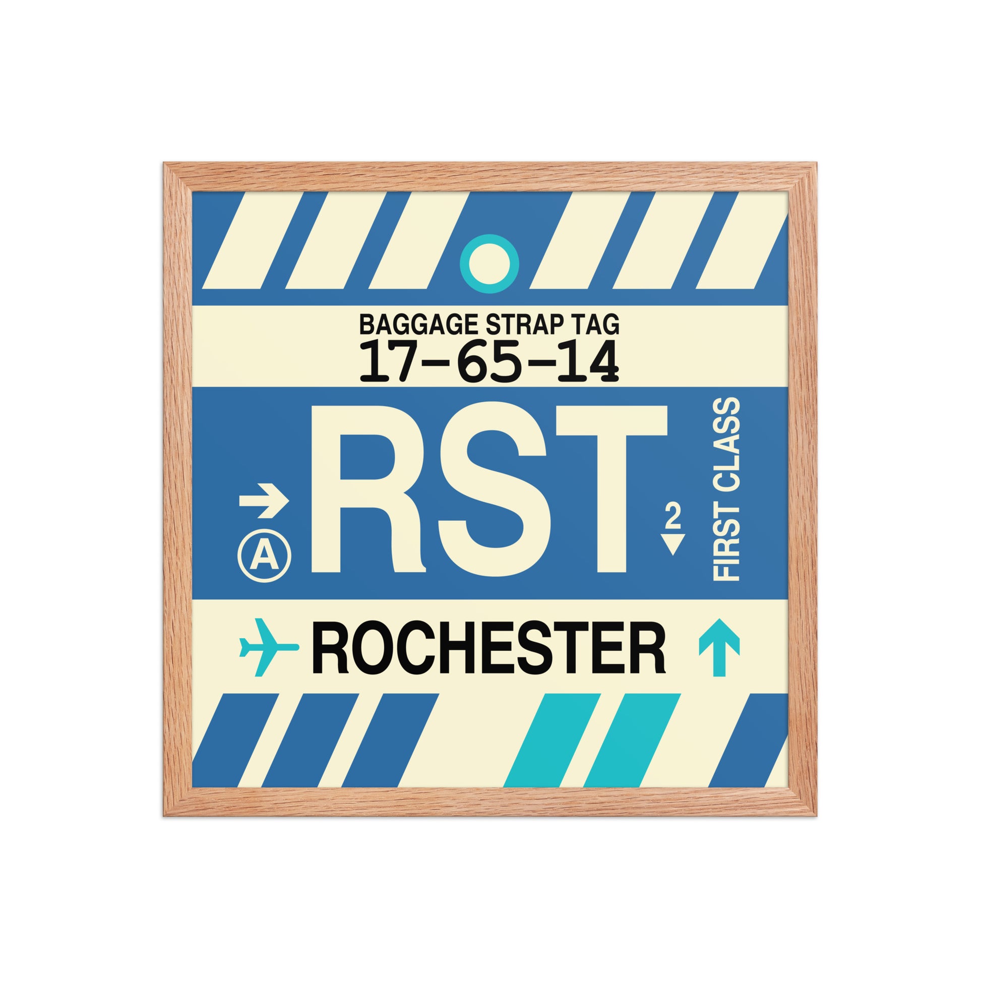 RST Rochester Framed Print • Jet Age Baggage Tag Design • YHM Designs - Image 09