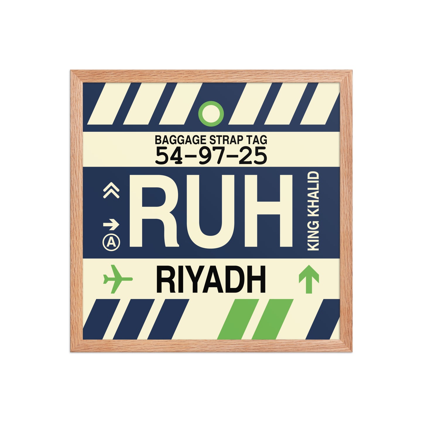 RUH Riyadh Framed Print • Jet Age Baggage Tag Design • YHM Designs - Image 09