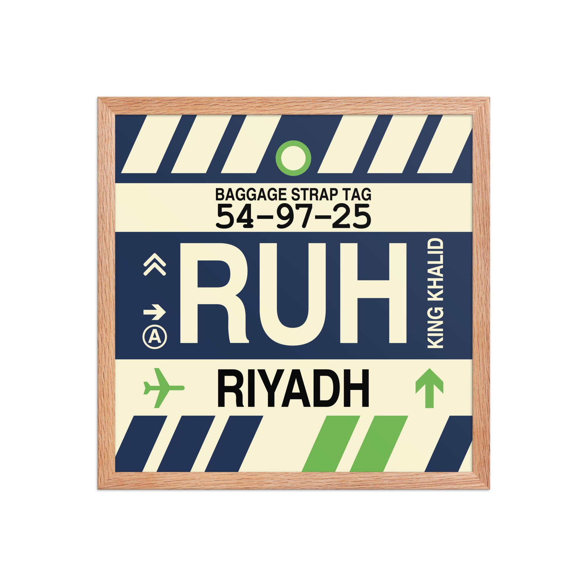 RUH Riyadh Framed Print • Jet Age Baggage Tag Design • YHM Designs - Image 09