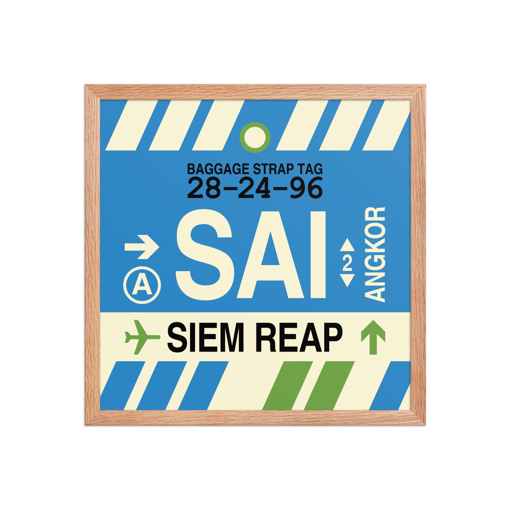 SAI Siem Reap-Angkor Framed Print • Jet Age Baggage Tag Design • YHM Designs - Image 09
