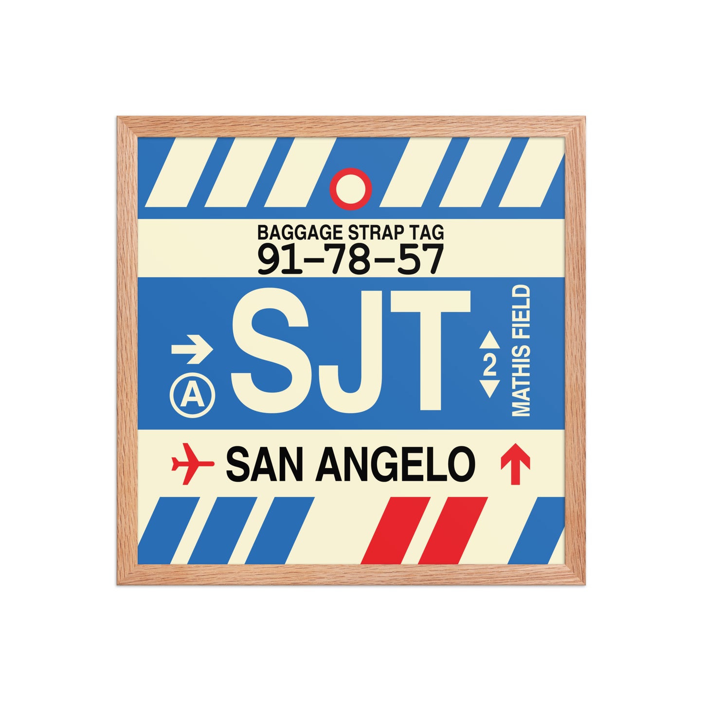 SJT San Angelo Framed Print • Jet Age Baggage Tag Design • YHM Designs - Image 09