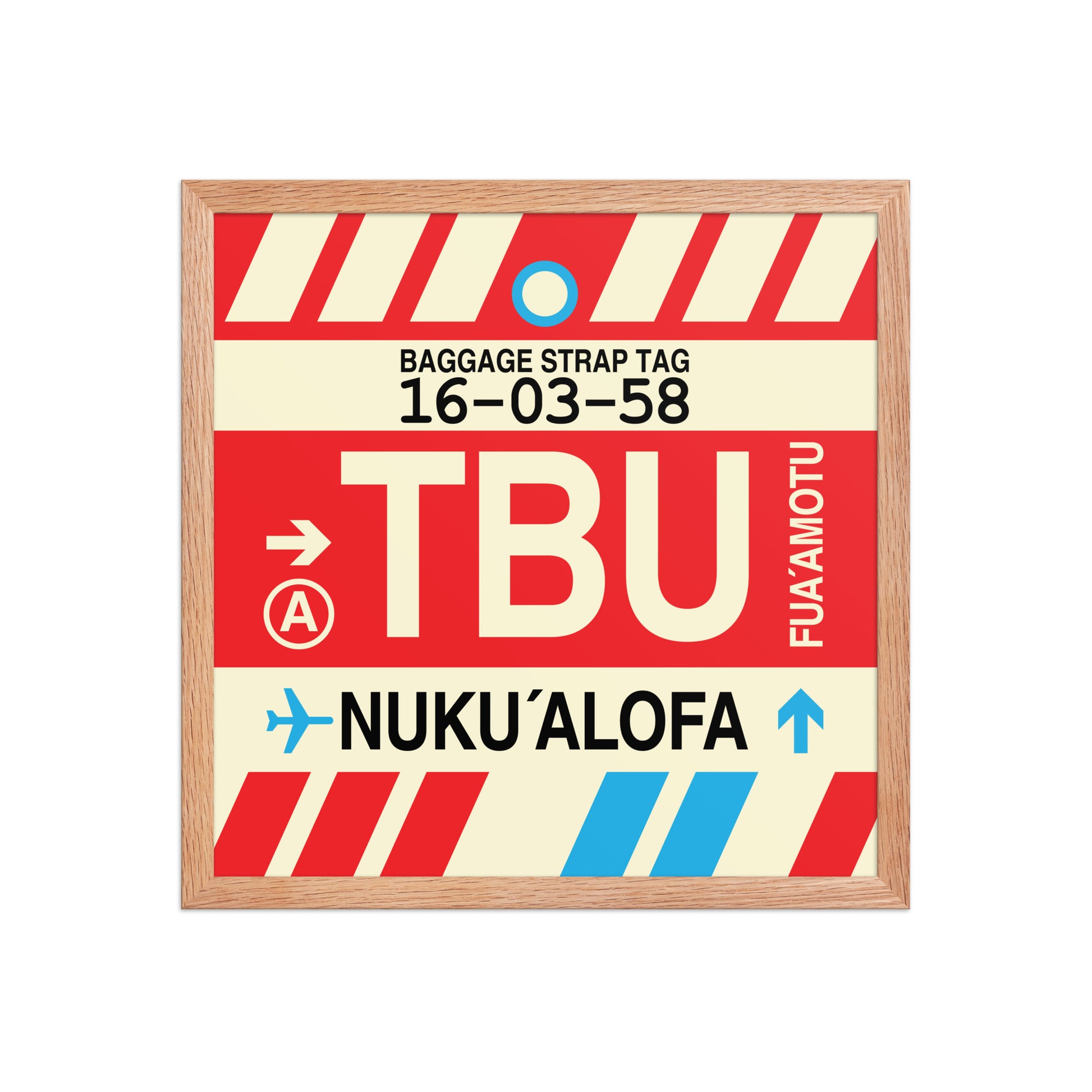 TBU Nuku'alofa Framed Print • Jet Age Baggage Tag Design • YHM Designs - Image 09